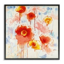 Stupell Industries Dripping Abstract Poppies Abstract Painting Black Framed Art Print Wall Art, 12 x 12