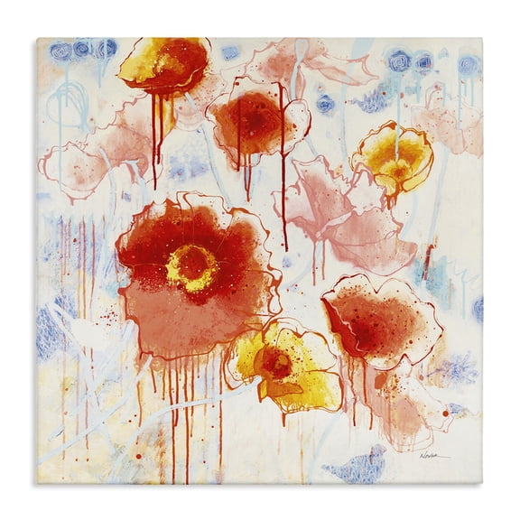 Stupell Industries Modern Dripping Abstract Poppies Canvas Art, 17 x 17, by Shirley Novak