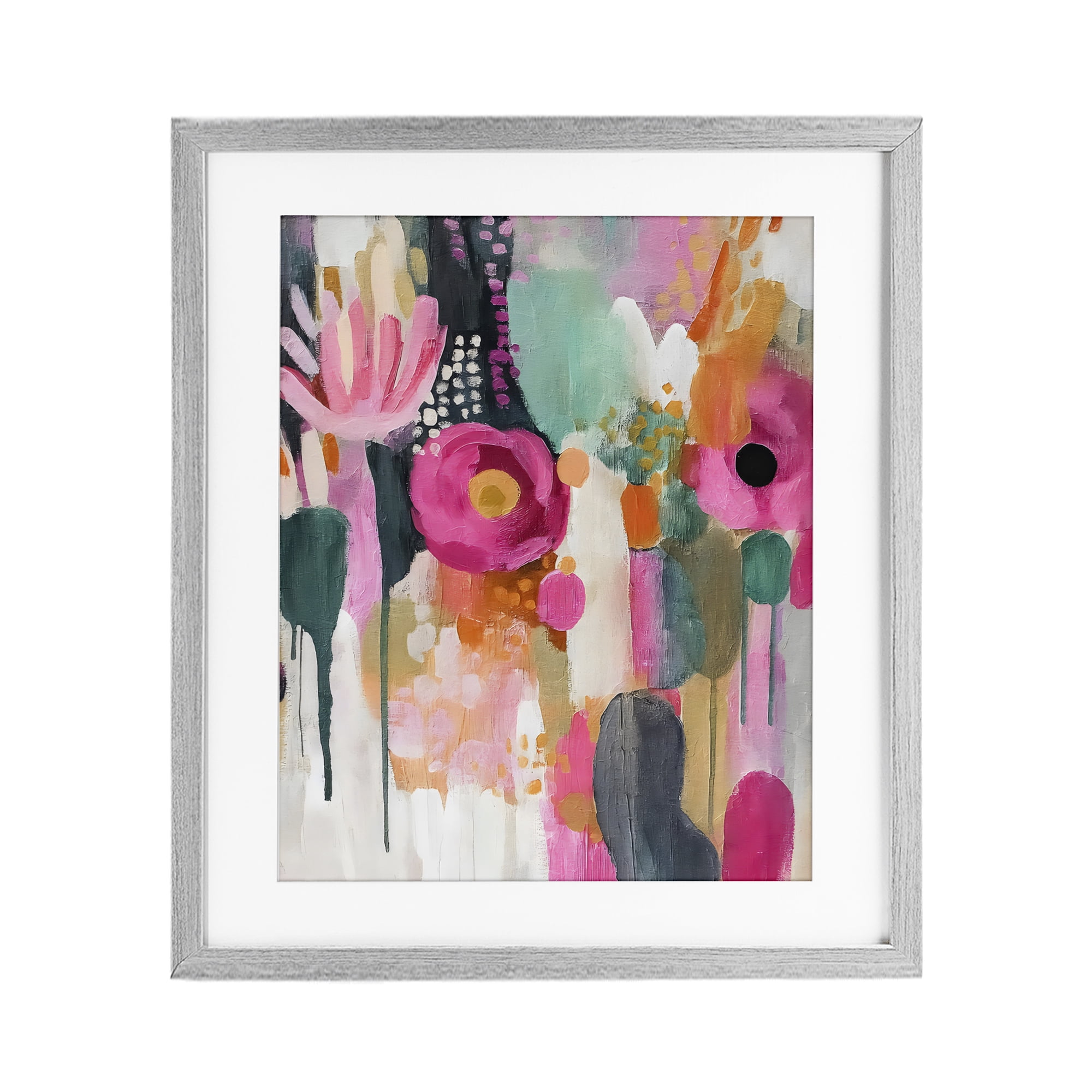 Stupell Industries Dripping Blooms Cascade Gray Framed Print Under Glass, design by Riley B