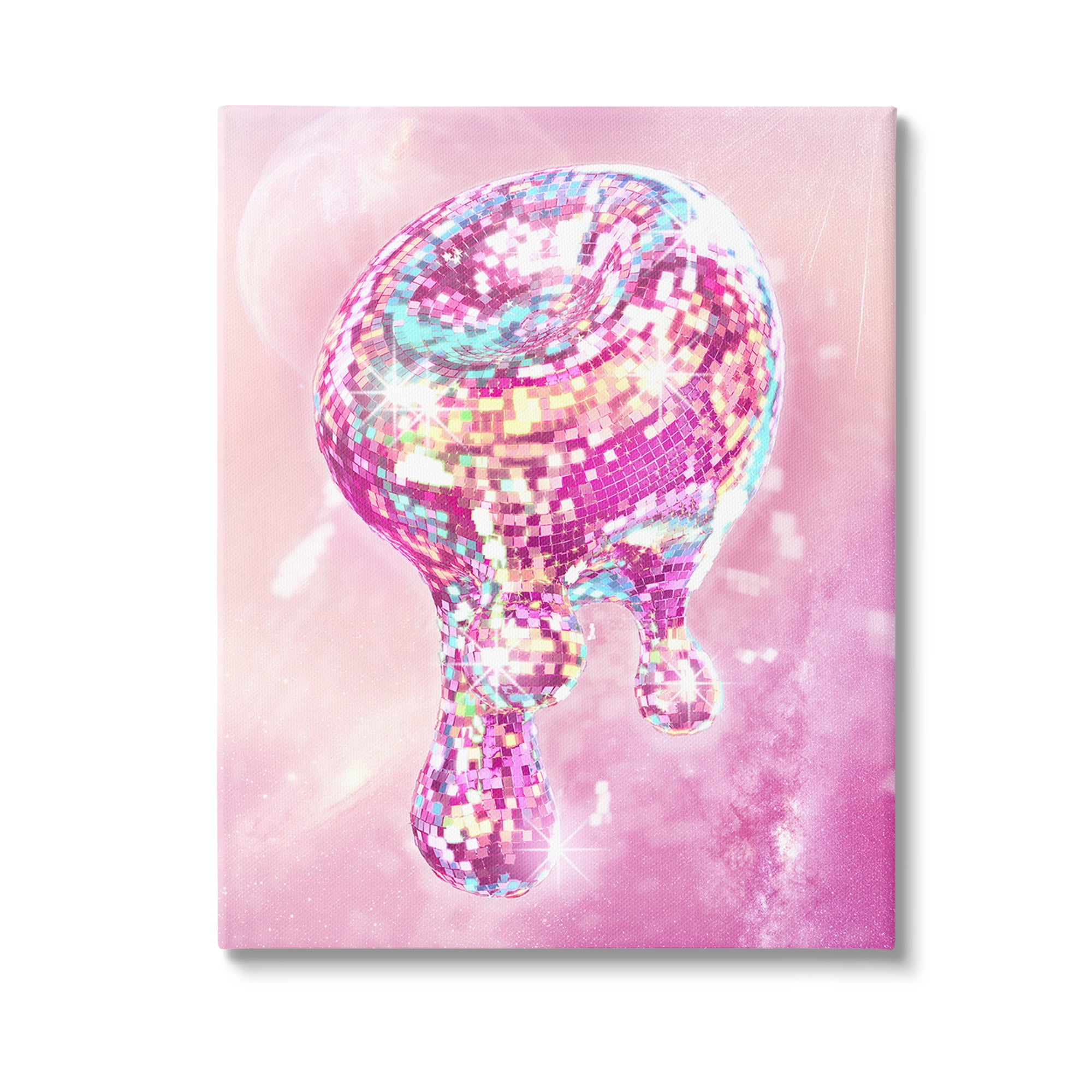 Stupell Industries Dripping Disco Ball Abstract Painting Gallery Wrapped Canvas Art Print Wall Art, 16 x 20