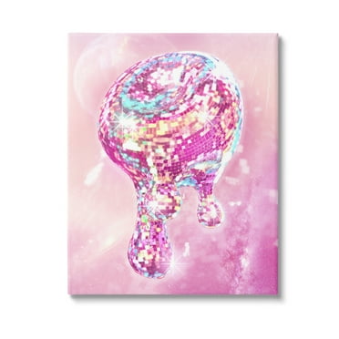 Stupell Industries Dripping Disco Ball Abstract Painting Gallery Wrapped Canvas Art Print Wall Art, 16 x 20