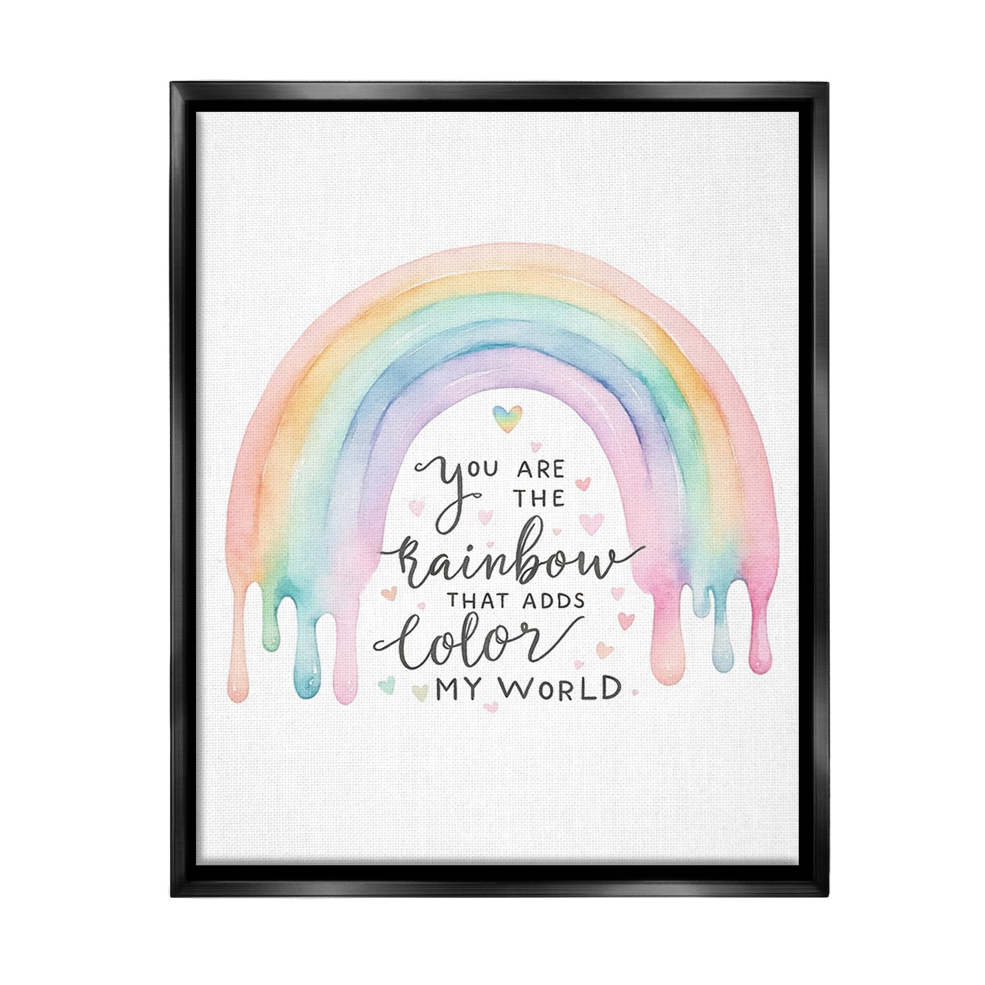 Stupell Industries Dripping Inspirational Rainbow Inspirational Painting Black Floater Framed Canvas Art Print Wall Art, 17 x 21