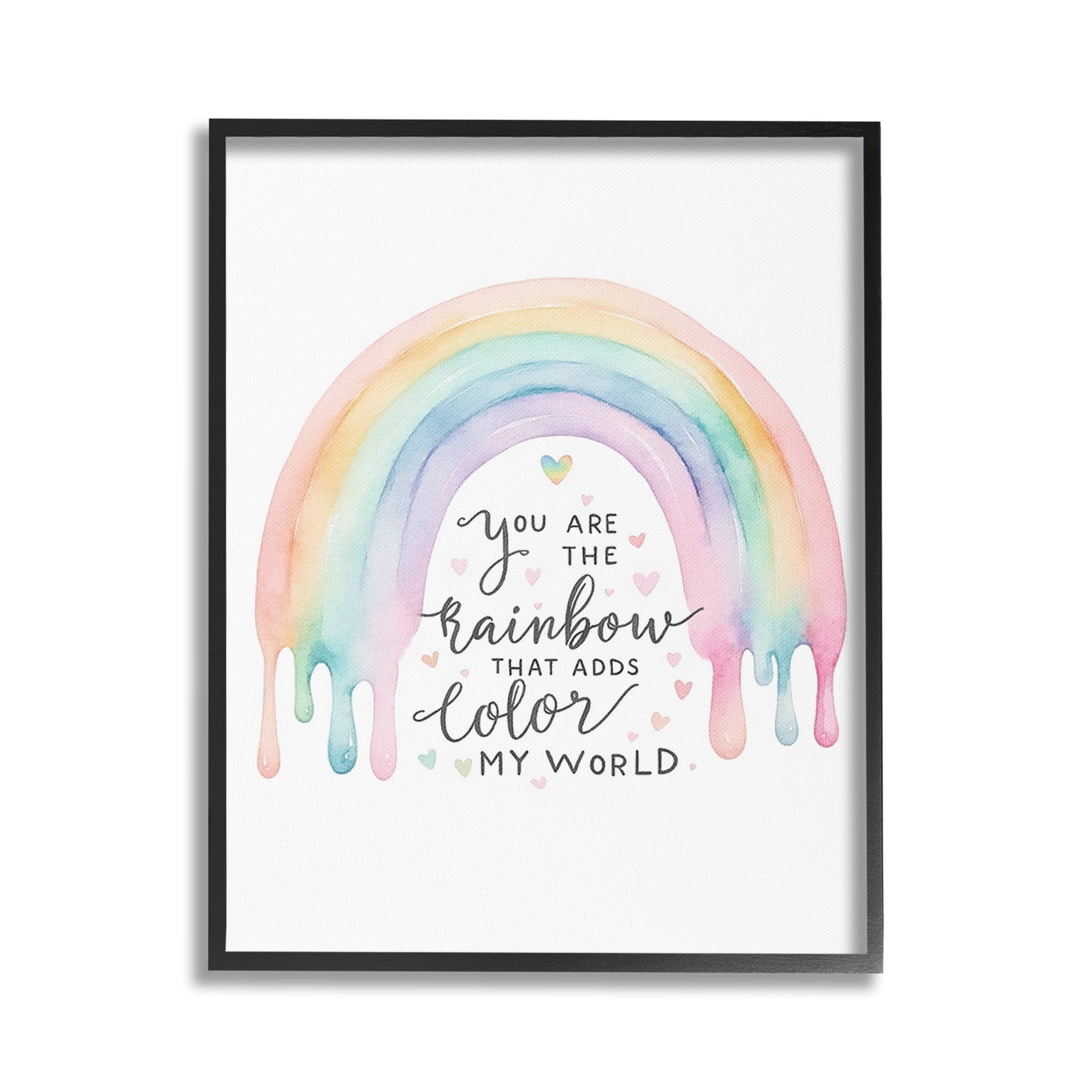 Stupell Industries Dripping Inspirational Rainbow Inspirational Painting Black Framed Art Print Wall Art, 16 x 20