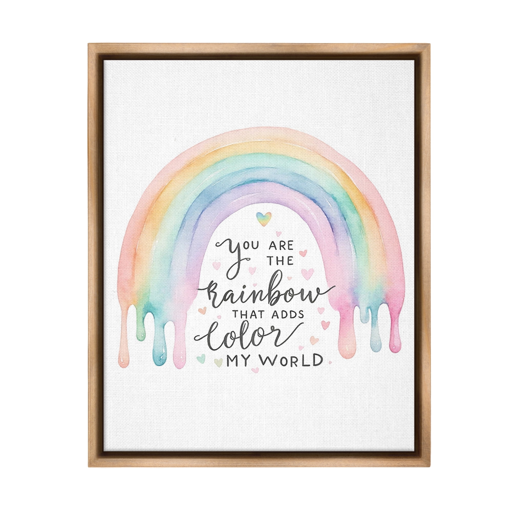 Stupell Industries Dripping Inspirational Rainbow Inspirational Painting Brown Floater Framed Canvas Art Print Wall Art, 25 x 31