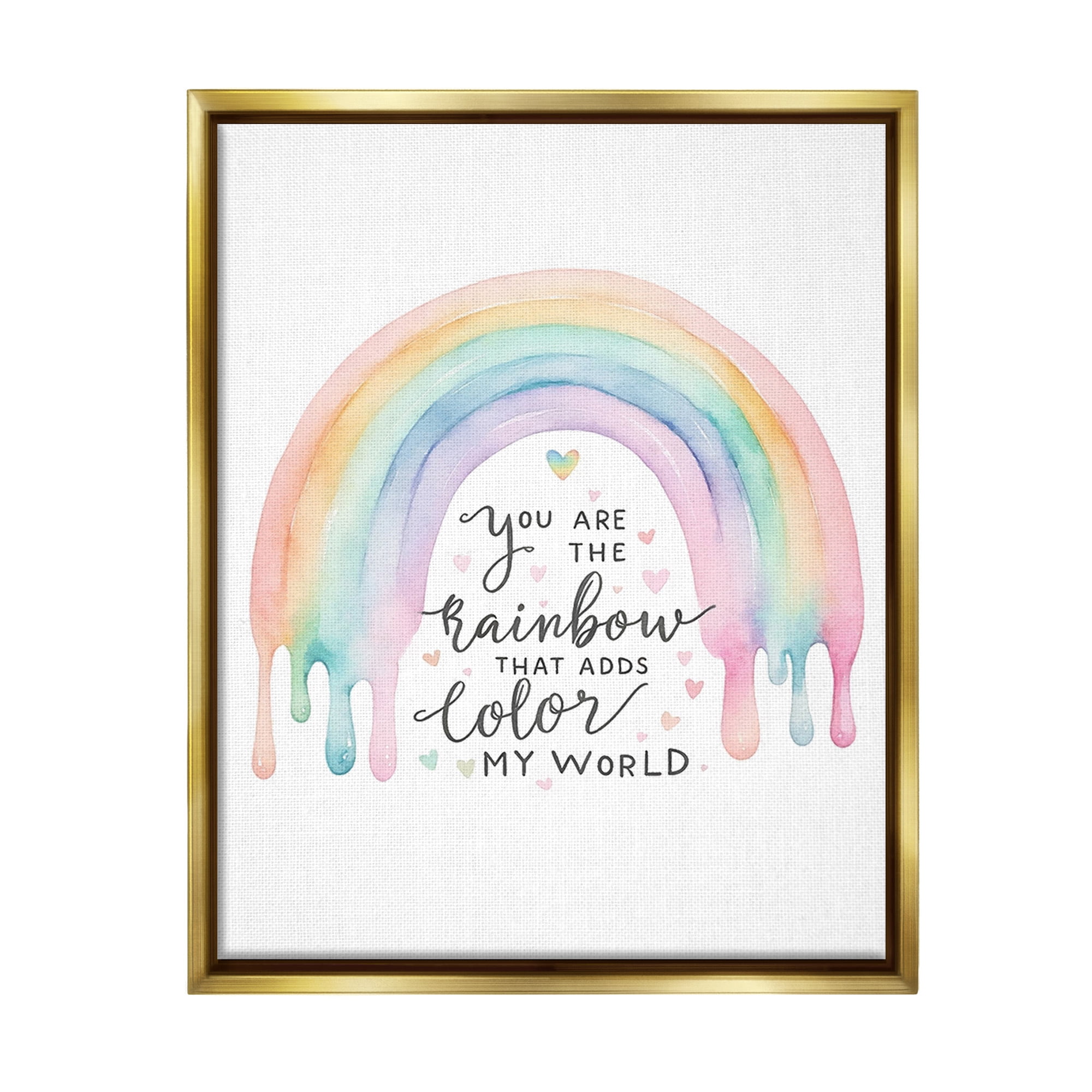 Stupell Industries Dripping Inspirational Rainbow Inspirational Painting Gold Floater Framed Canvas Art Print Wall Art, 25 x 31