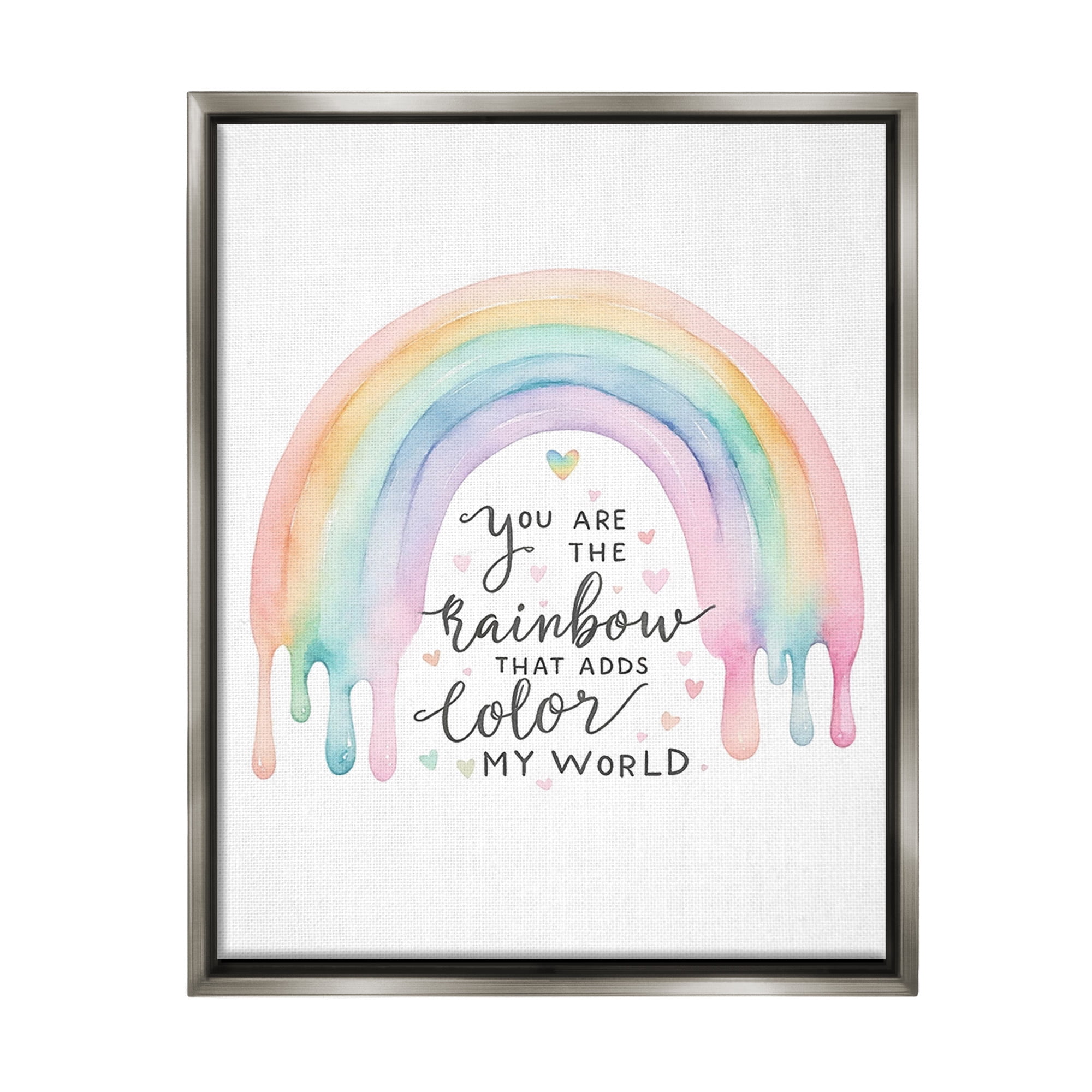 Stupell Industries Dripping Inspirational Rainbow Inspirational Painting Gray Floater Framed Canvas Art Print Wall Art, 25 x 31