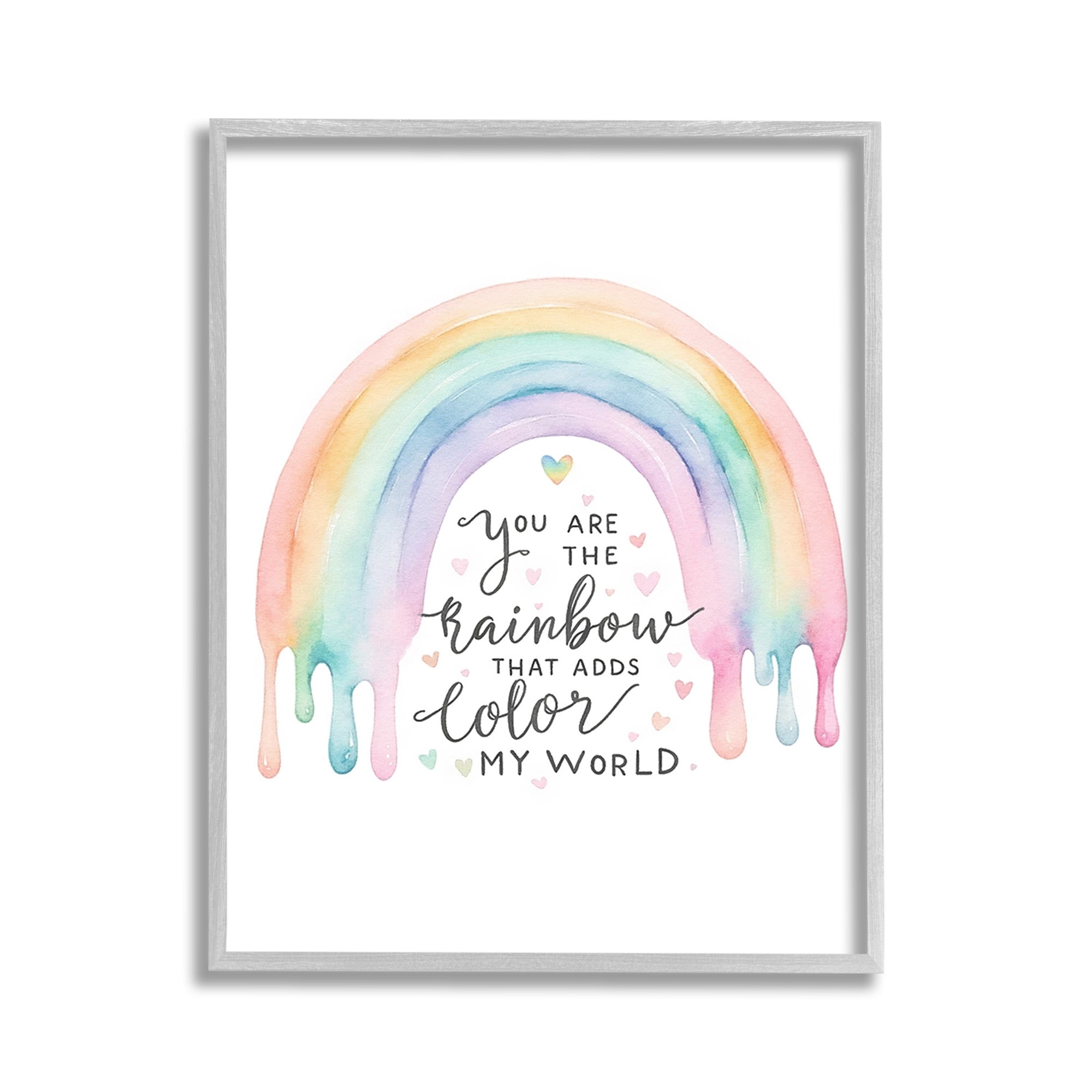 Stupell Industries Dripping Inspirational Rainbow Inspirational Painting Gray Framed Art Print Wall Art, 11 x 14