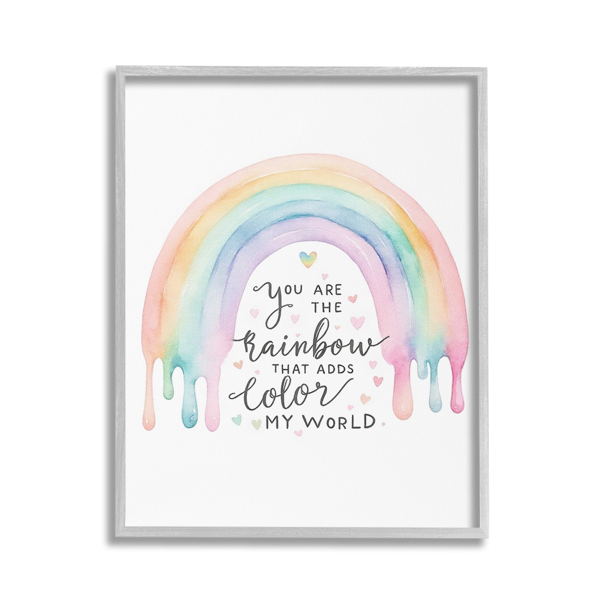 Stupell Industries Dripping Inspirational Rainbow Inspirational Painting Gray Framed Art Print Wall Art, 16 x 20