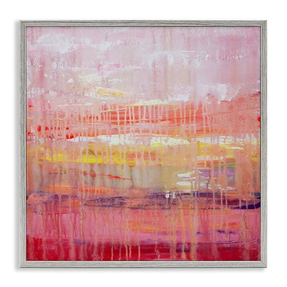 Stupell Industries Modern Dripping Paint on Pink Gray Framed Giclee Art, 12 x 12, by Hilary Winfield