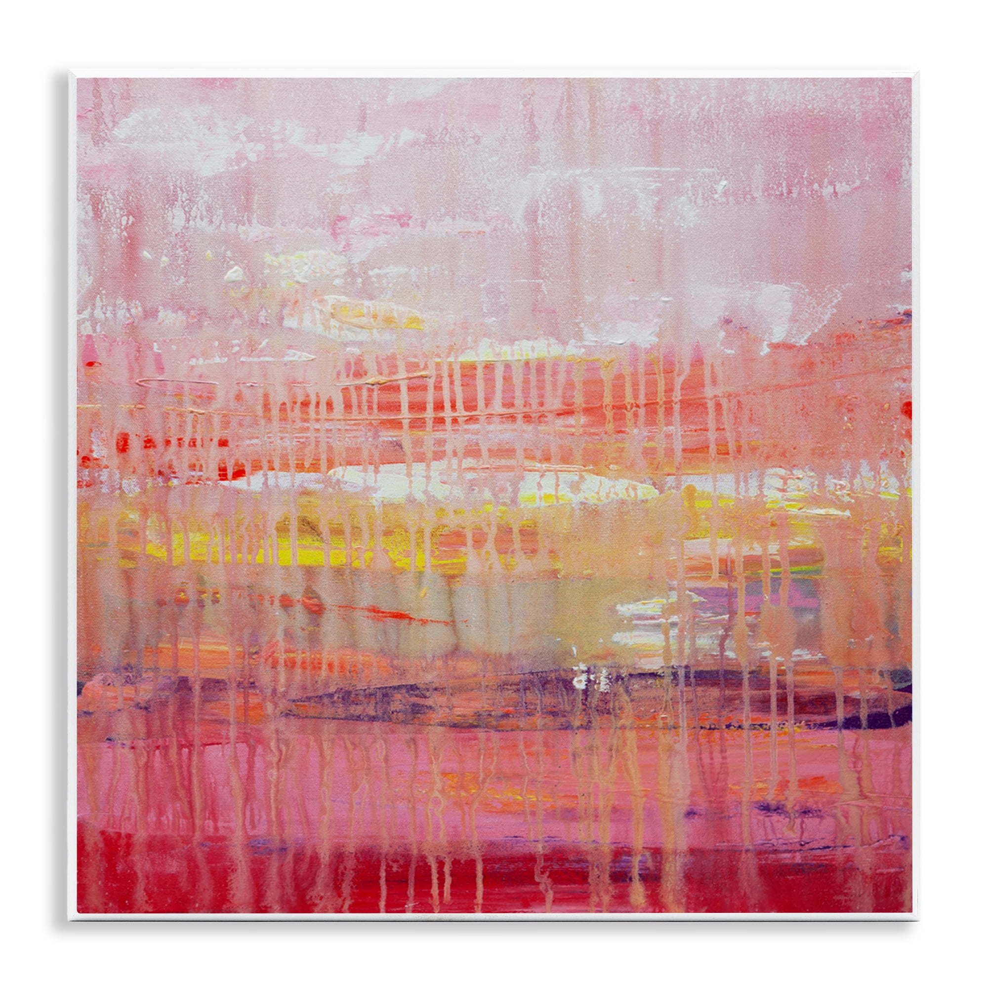 Stupell Industries Dripping Paint on Pink Abstract Painting Unframed Art Print Wall Art, 12 x 12