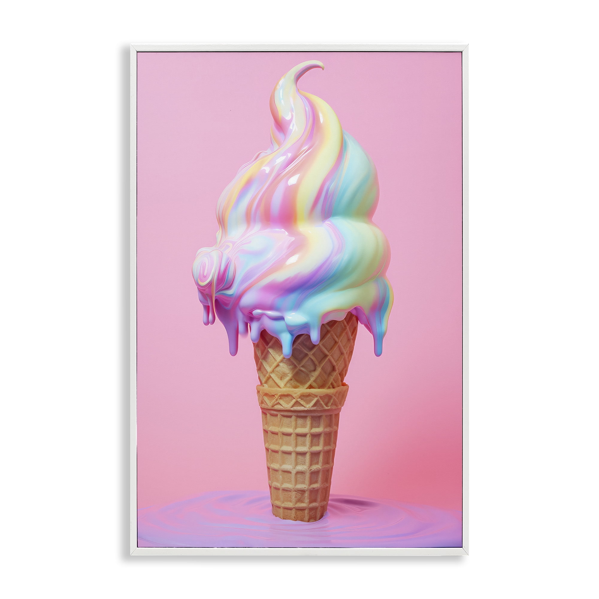 Stupell Industries Dripping Pastel Ice Cream Food & Beverage Painting White Framed Art Print Wall Art, 12 x 18