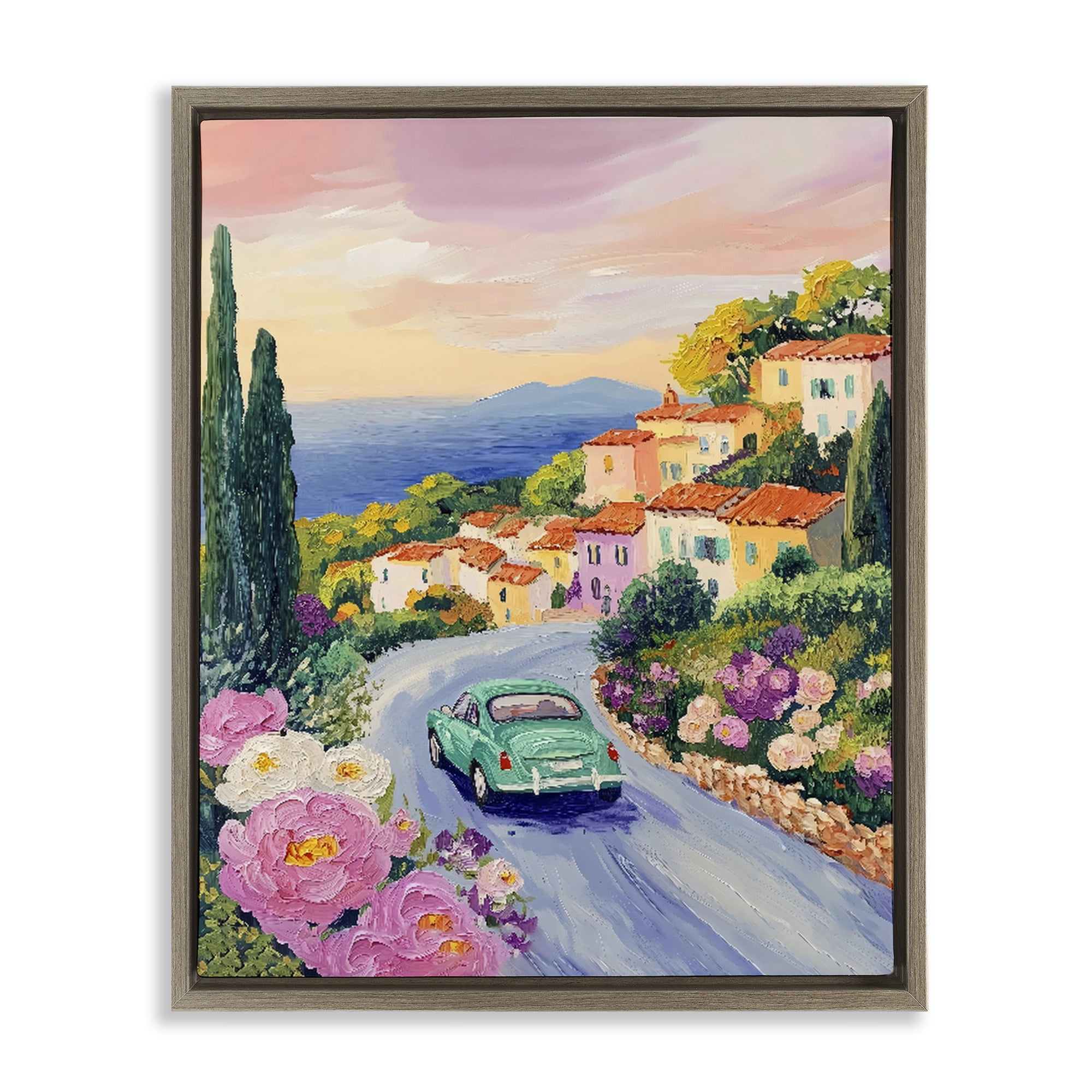 Stupell Industries Driving Along The Coast Brown Framed Floater Canvas Wall Art, design by The Prints Vibe