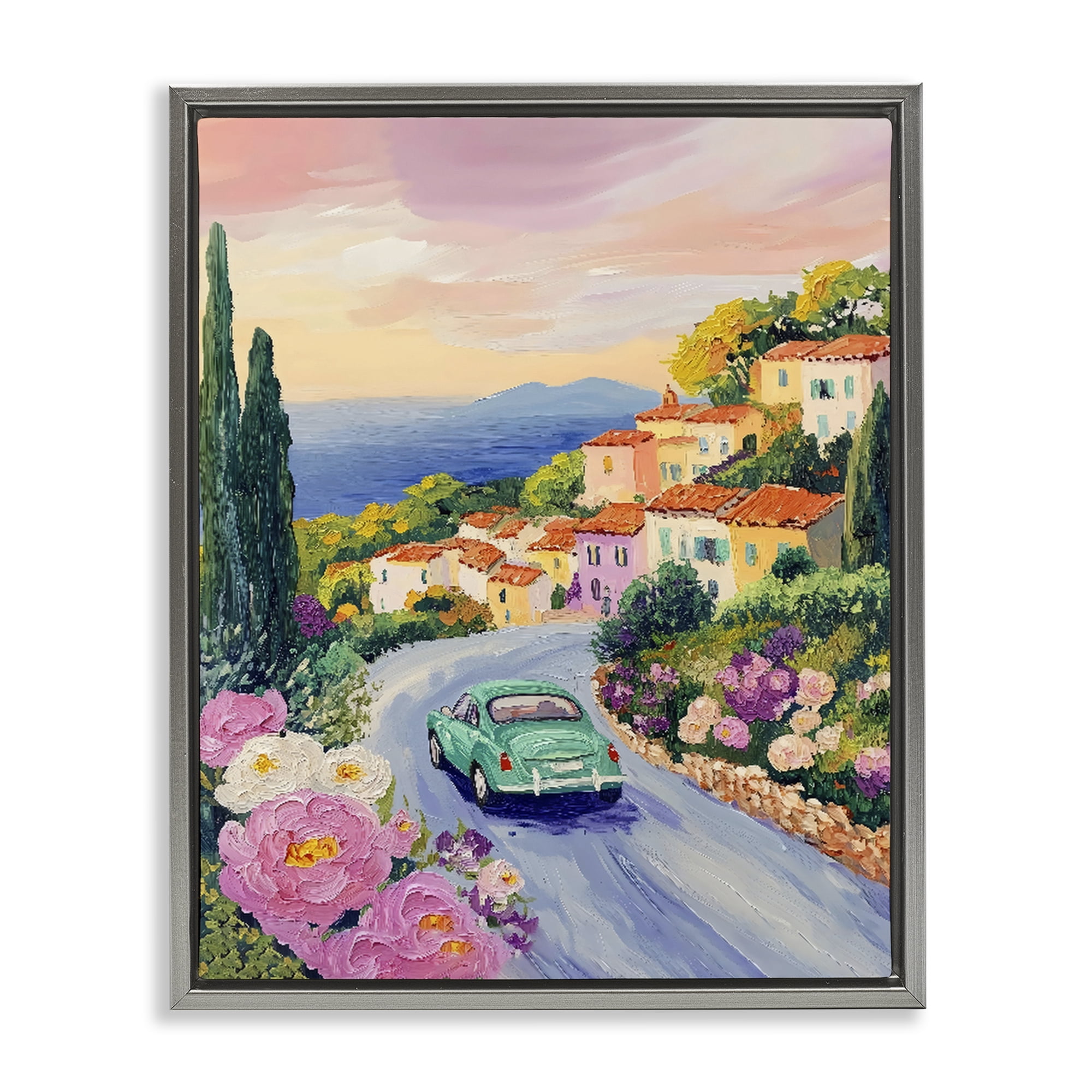 Stupell Industries Driving Along The Coast Gray Framed Floater Canvas Wall Art, design by The Prints Vibe
