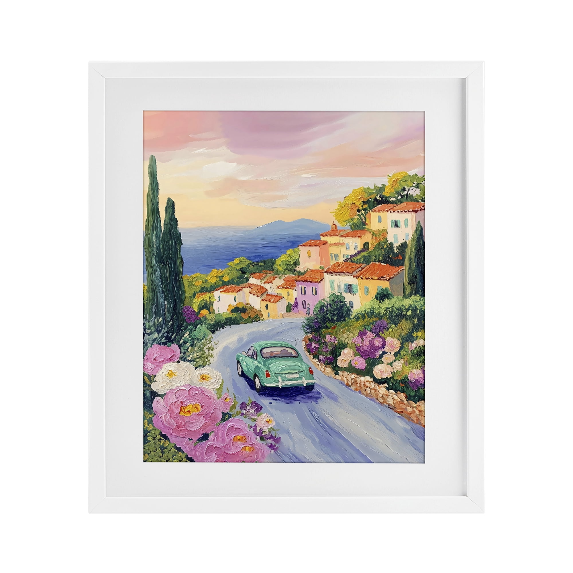 Stupell Industries Driving Along The Coast White Framed Print Under Glass, design by The Prints Vibe