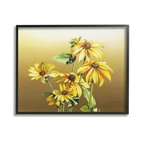 Stupell Industries Drooping Daisy Petals Botanical & Floral Painting Black Framed Art Print Wall Art, 14 x 11