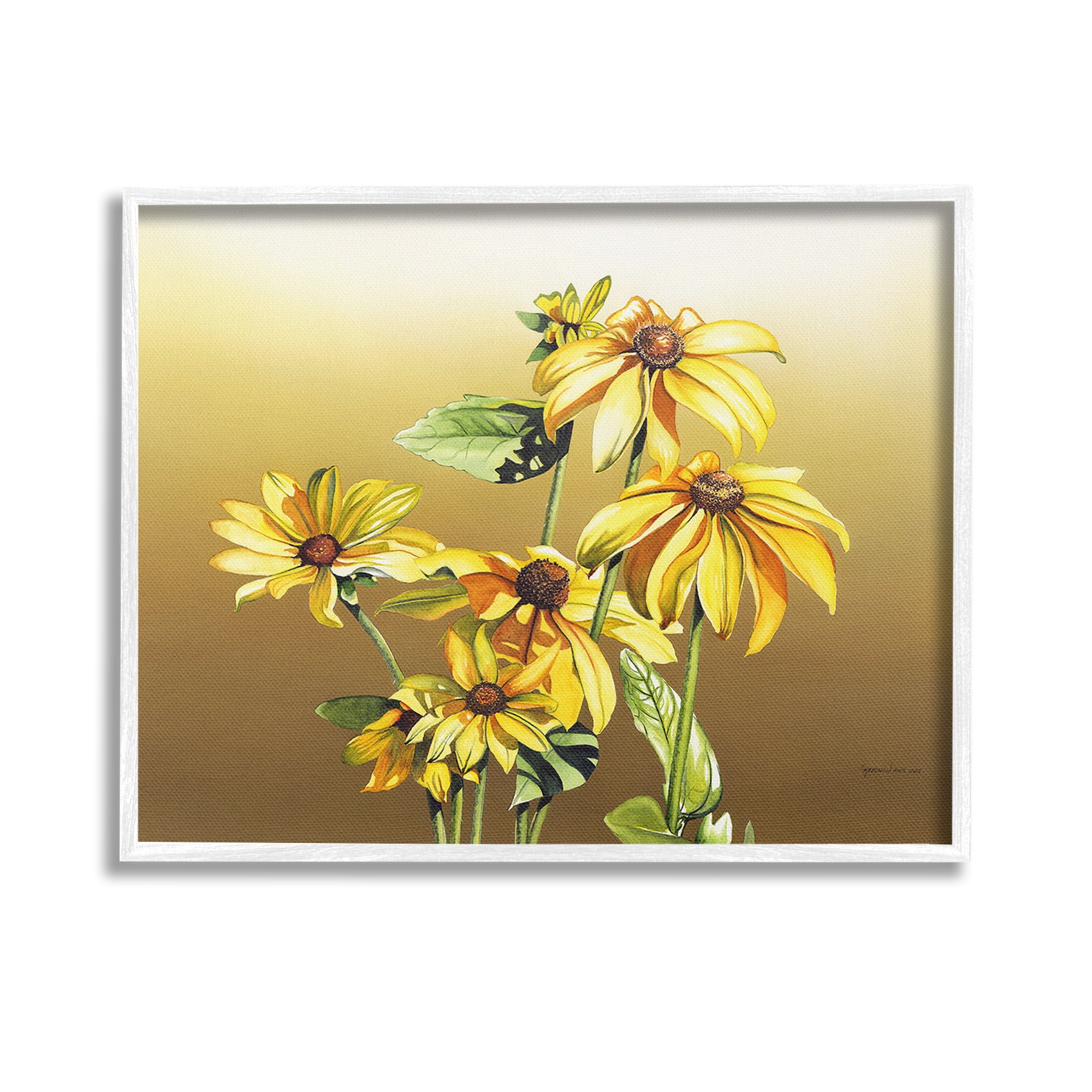Stupell Industries Drooping Daisy Petals Botanical & Floral Painting White Framed Art Print Wall Art, 14 x 11