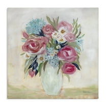 Stupell Industries Drooping Pink Roses Plants & Flowers Painting Wrapped Canvas Art Print Wall Art, 17 x 17