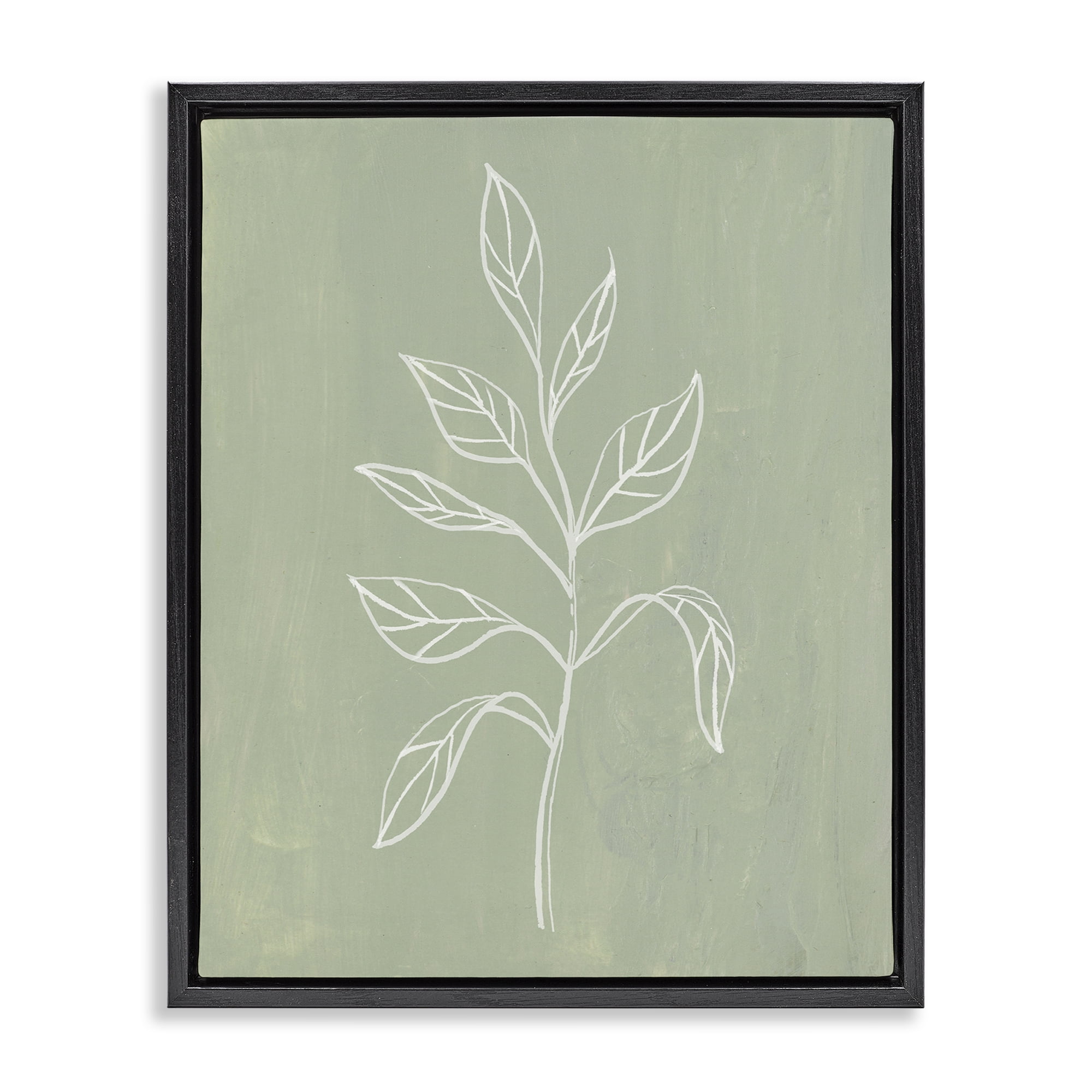 Stupell Industries Drooping Plant Leaves Plants & Flowers Painting Black Floater Framed Canvas Art Print Wall Art, 25 x 31