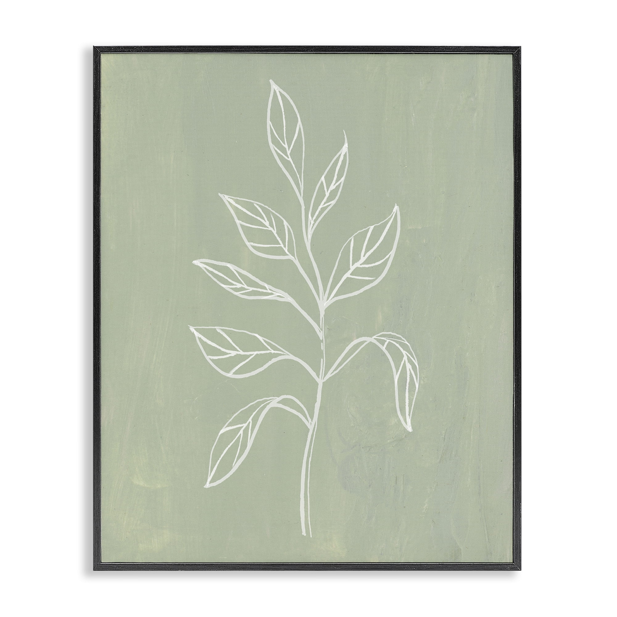 Stupell Industries Drooping Plant Leaves Plants & Flowers Painting Black Framed Art Print Wall Art, 24 x 30