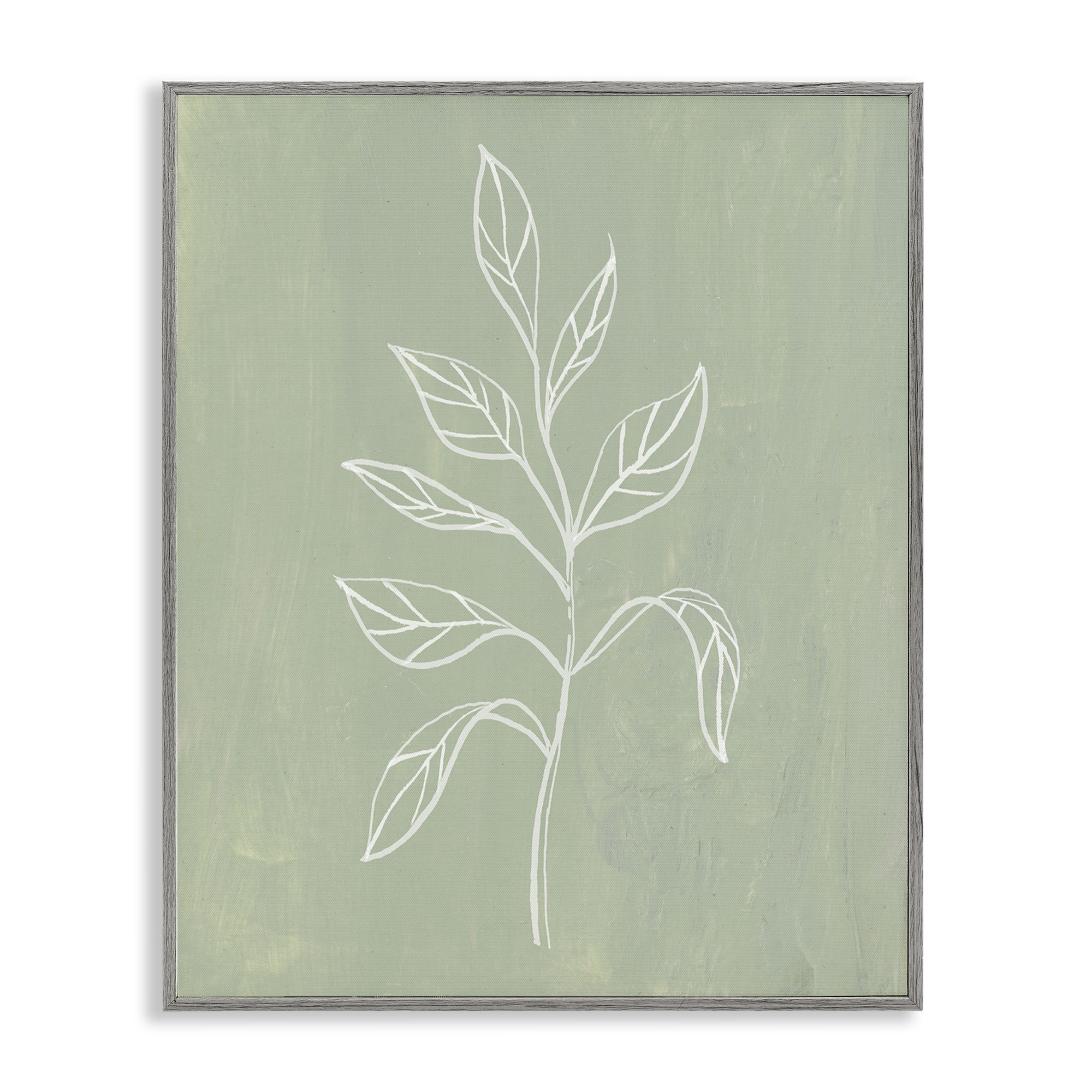 Stupell Industries Drooping Plant Leaves Plants & Flowers Painting Gray Framed Art Print Wall Art, 16 x 20