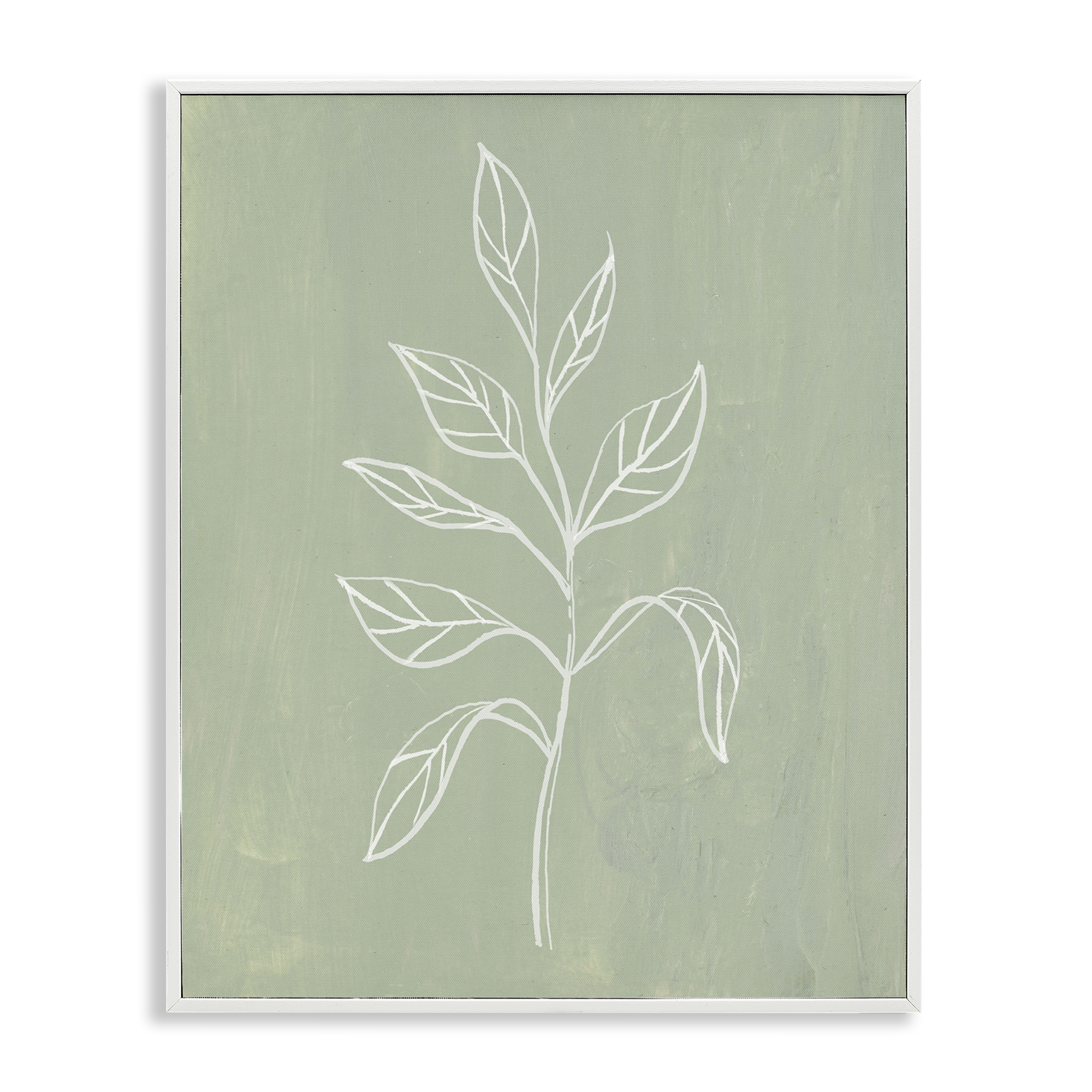 Stupell Industries Drooping Plant Leaves Plants & Flowers Painting White Framed Art Print Wall Art, 11 x 14