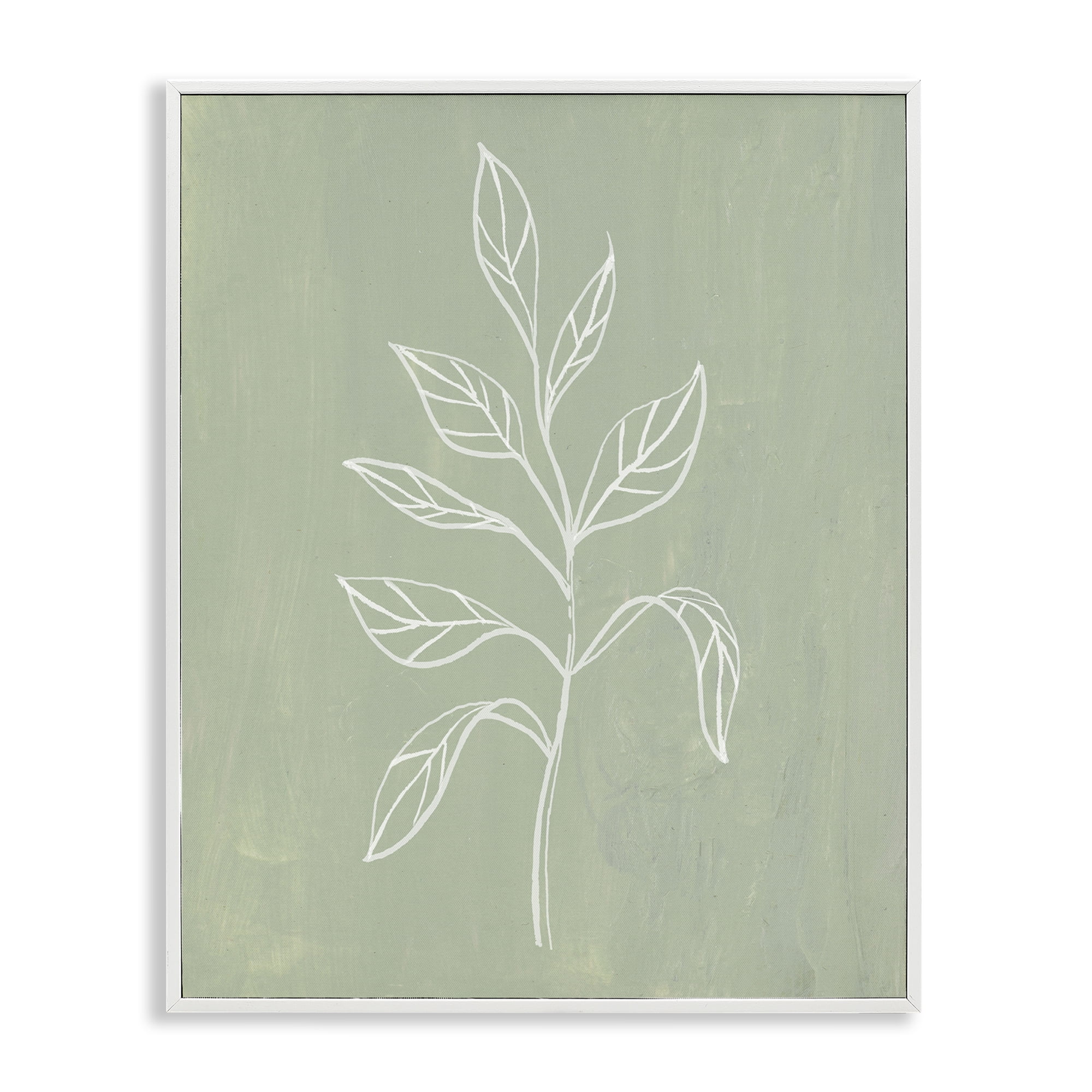 Stupell Industries Drooping Plant Leaves Plants & Flowers Painting White Framed Art Print Wall Art, 16 x 20