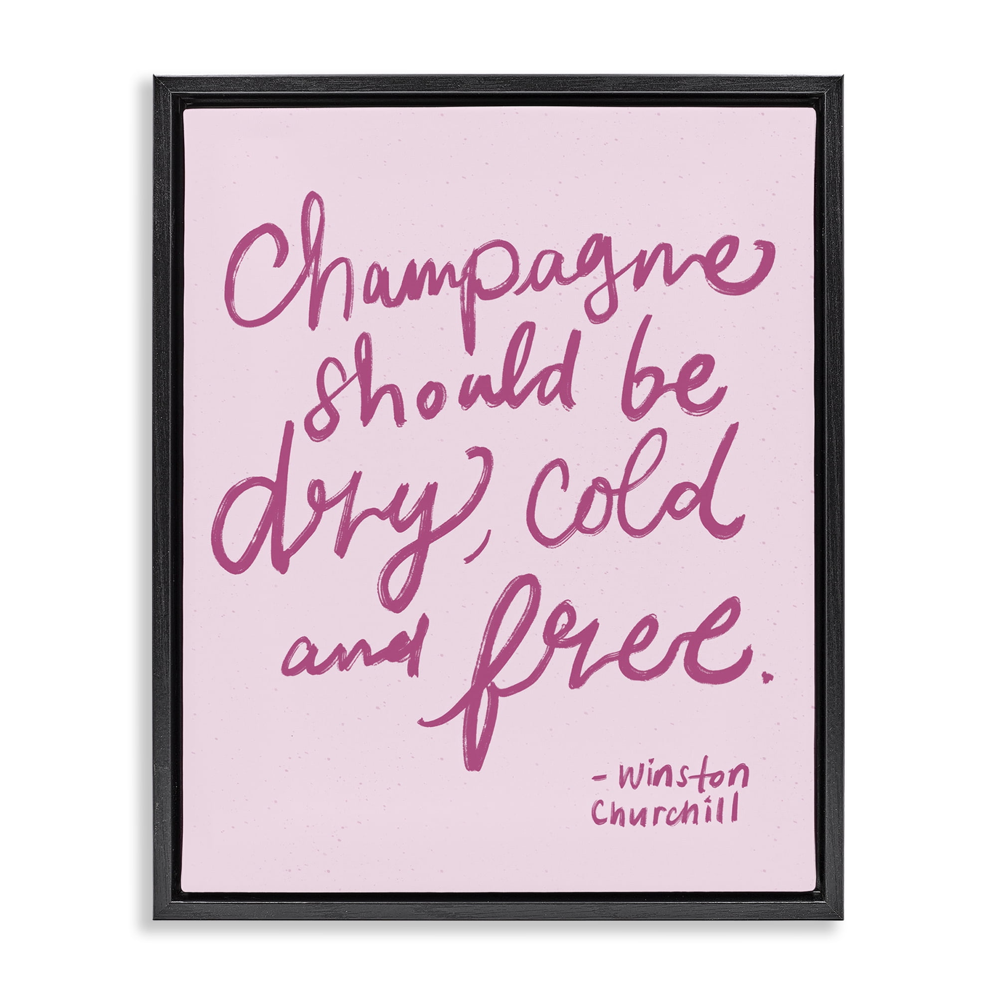 Stupell Industries Dry Cold Free Champagne Food & Beverage Painting Black Floater Framed Canvas Art Print Wall Art, 25 x 31