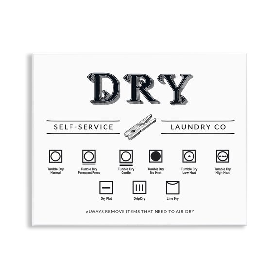 Stupell Industries Dry Cycle Instructions Chart Wall Plaque Art design by Lettered and Lined, 11 x 14