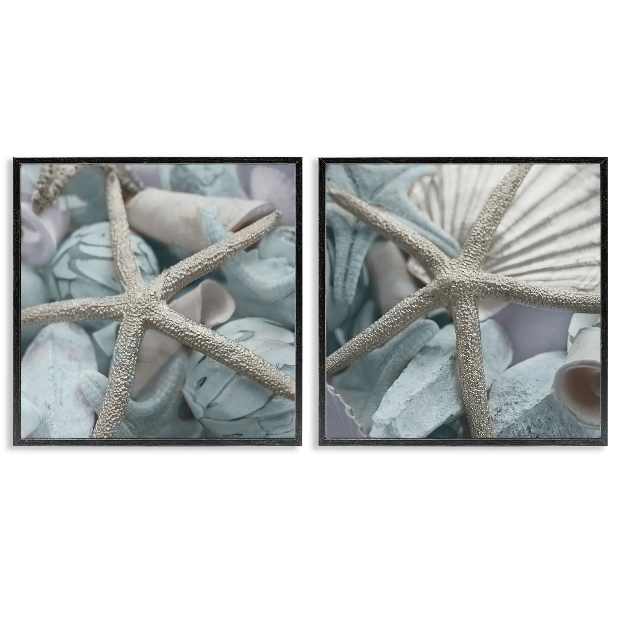 Stupell Industries Dry Distressed Starfish Nautical & Beach Photography Black Framed Art Print Wall Art, 17 x 17, Set of 2