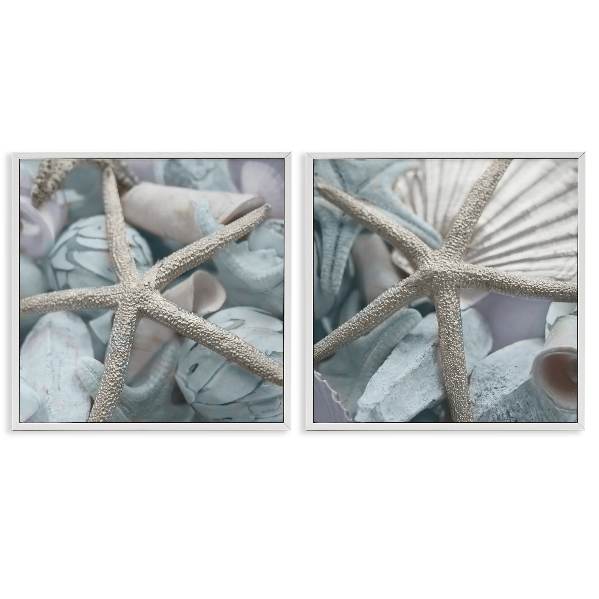 Stupell Industries Dry Distressed Starfish Nautical & Beach Photography White Framed Art Print Wall Art, 12 x 12, Set of 2