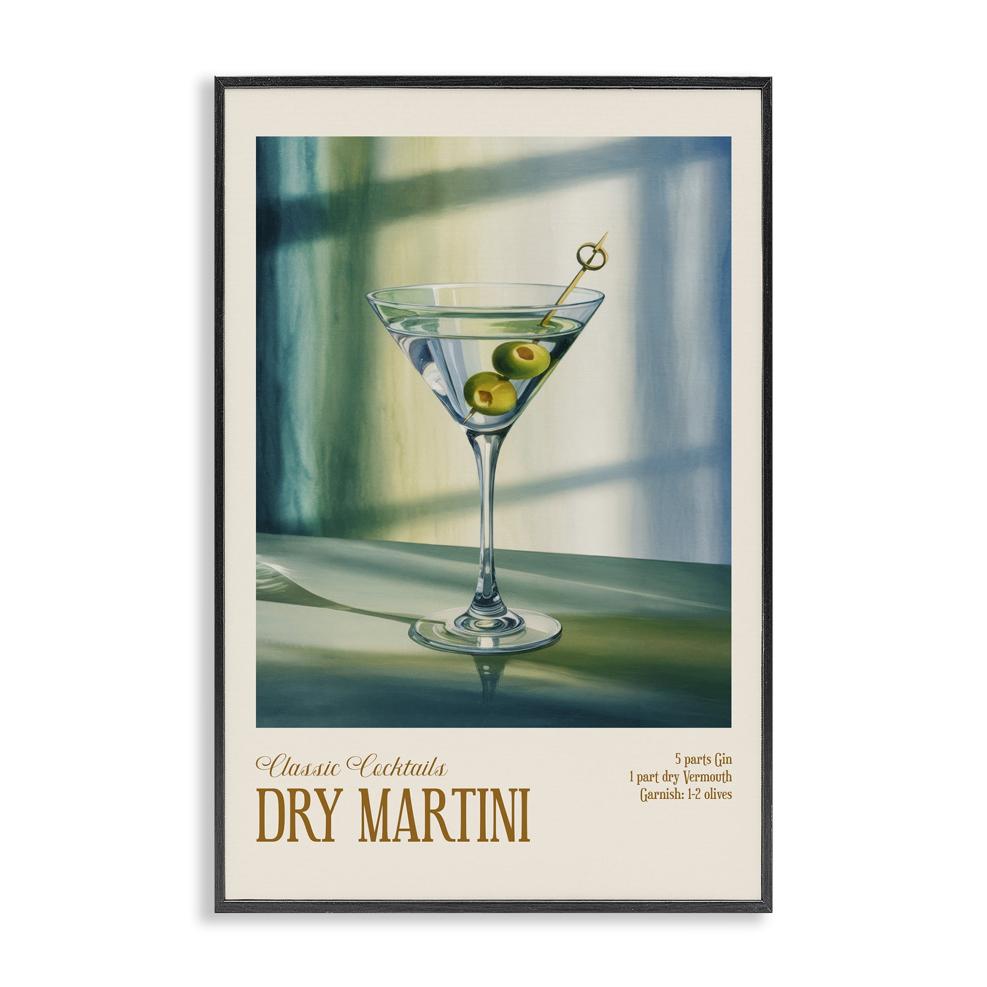 Stupell Industries Dry Martini on Surface Black Framed Giclee Art, design by Andreas Magnusson