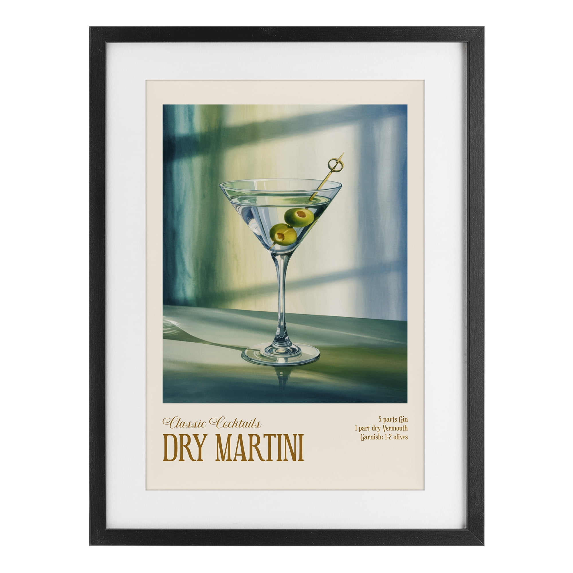 Stupell Industries Dry Martini on Surface Black Framed Print Under Glass, design by Andreas Magnusson