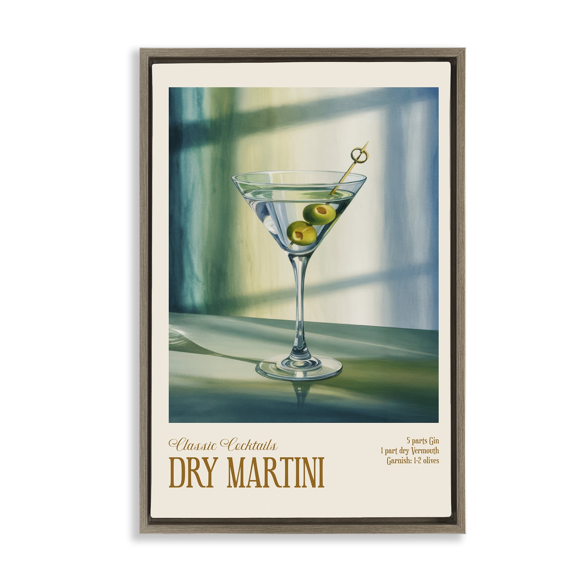 Stupell Industries Dry Martini on Surface Brown Framed Floater Canvas Wall Art, design by Andreas Magnusson