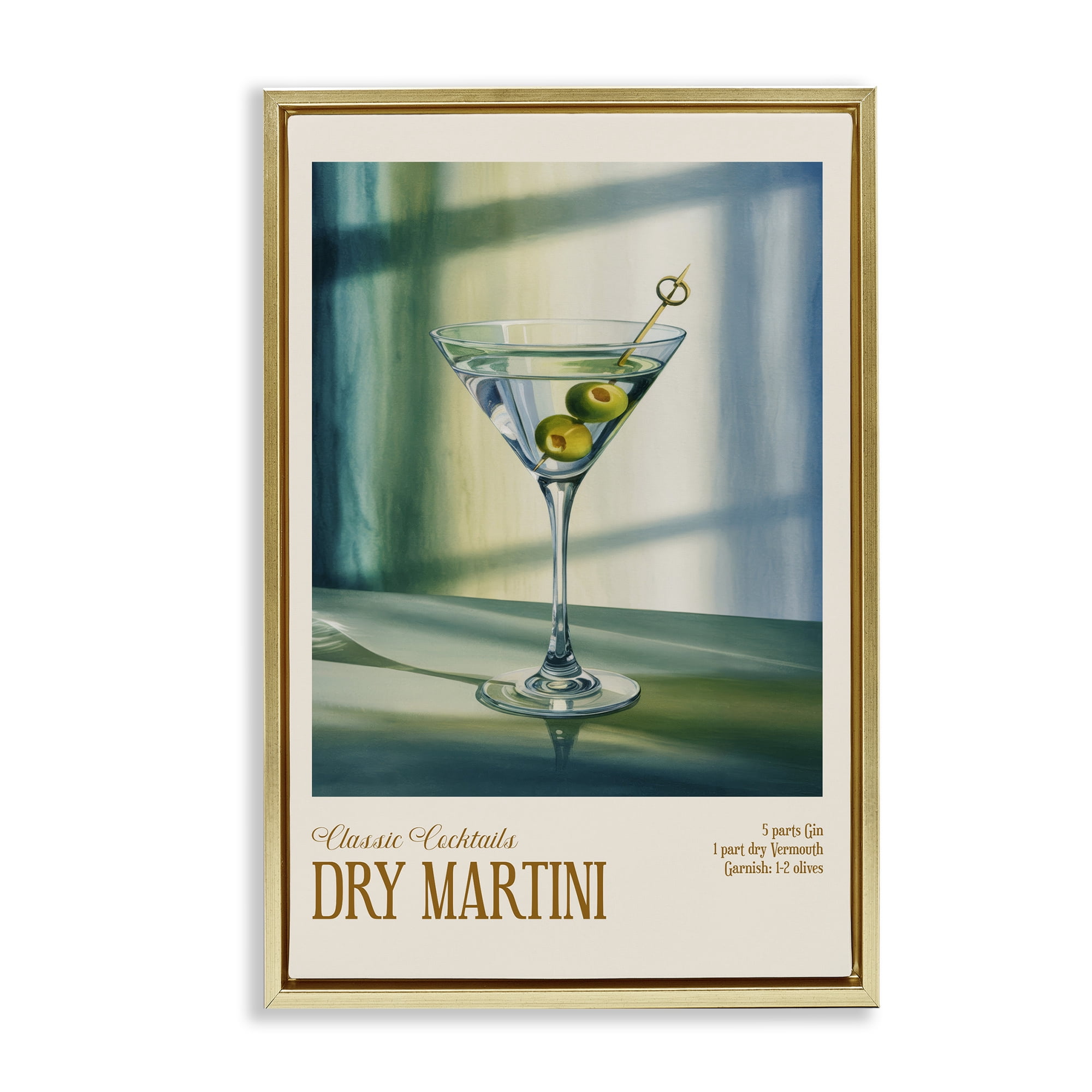 Stupell Industries Dry Martini on Surface Gold Framed Floater Canvas Wall Art, design by Andreas Magnusson
