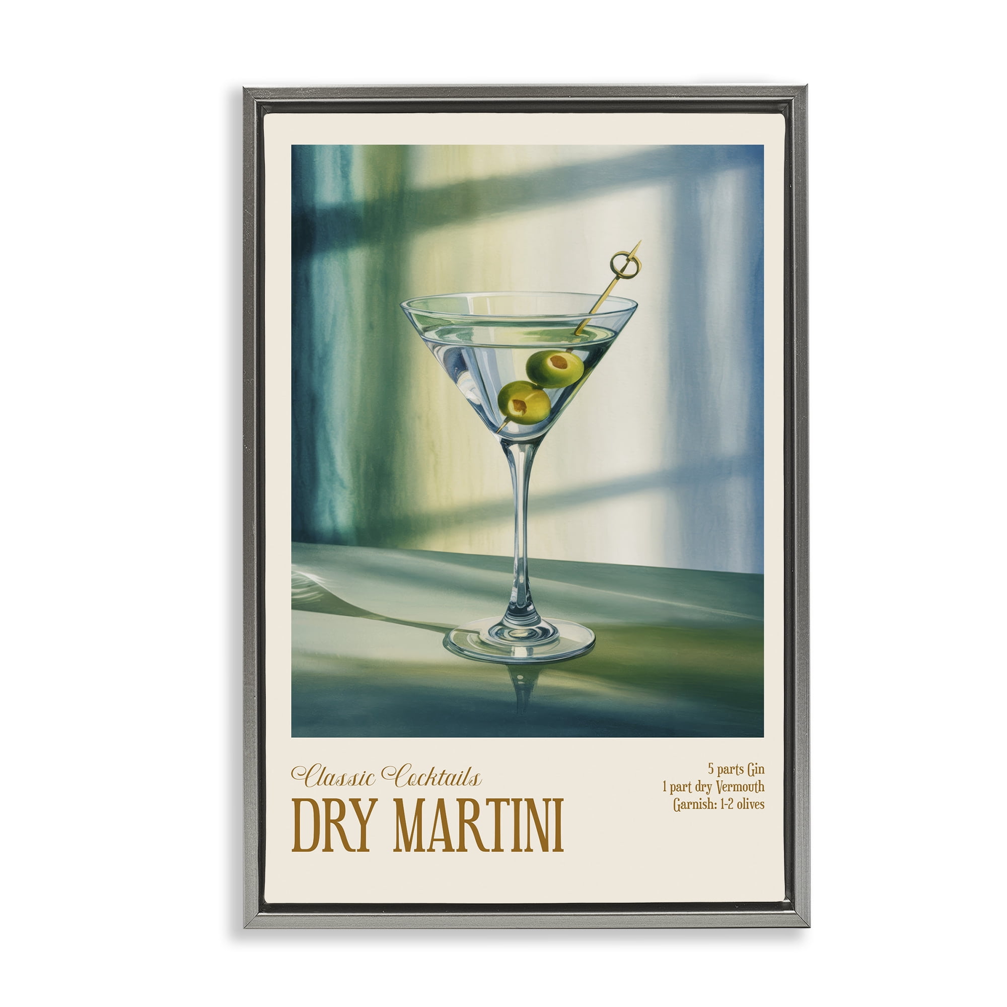 Stupell Industries Dry Martini on Surface Gray Framed Floater Canvas Wall Art, design by Andreas Magnusson