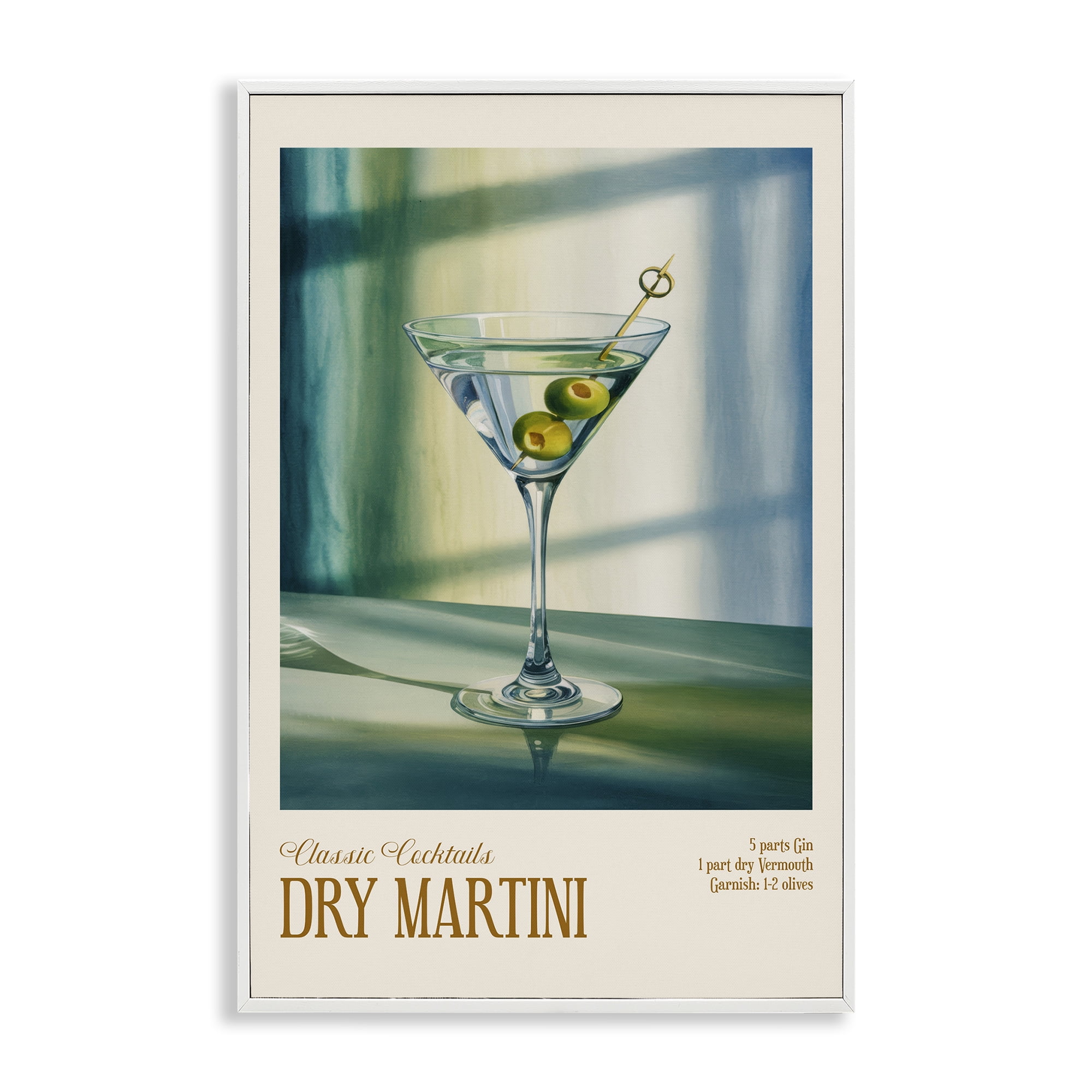 Stupell Industries Dry Martini on Surface White Framed Giclee Art, design by Andreas Magnusson