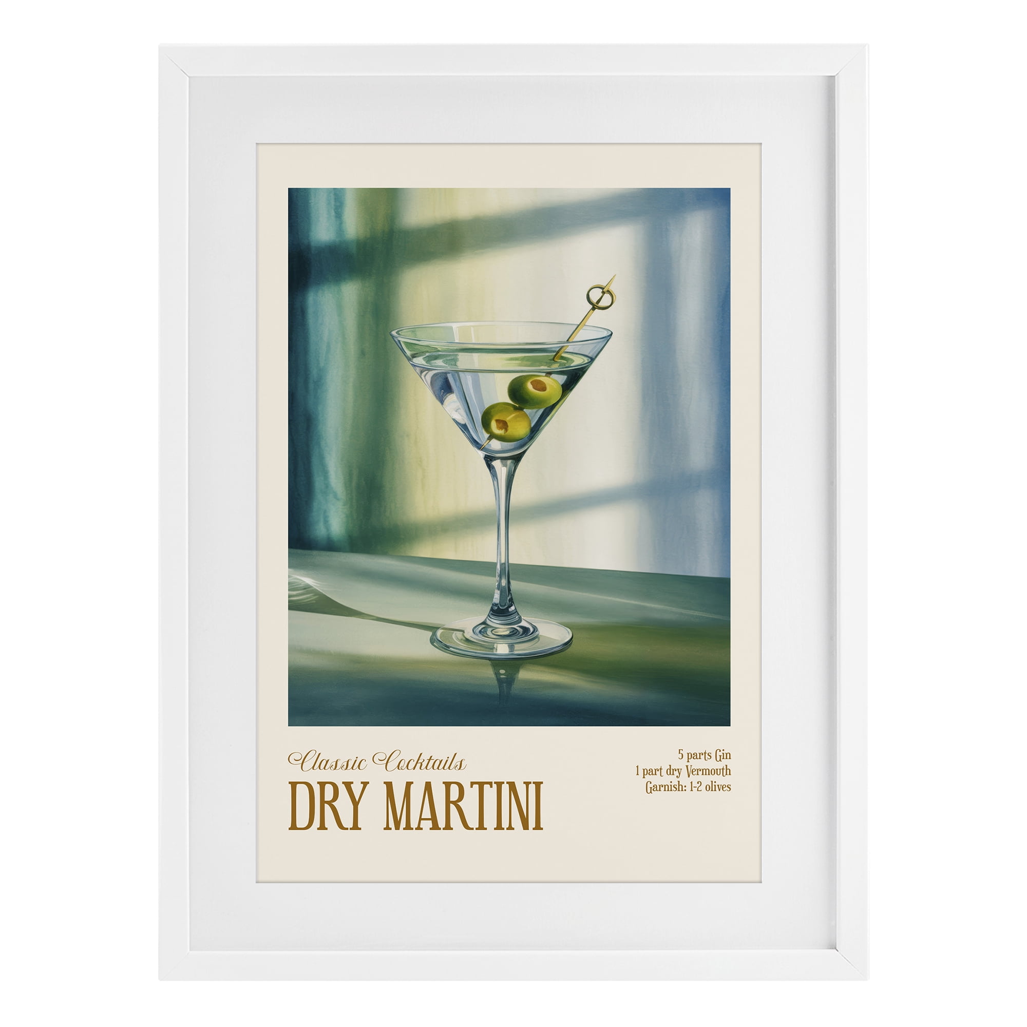 Stupell Industries Dry Martini on Surface White Framed Print Under Glass, design by Andreas Magnusson