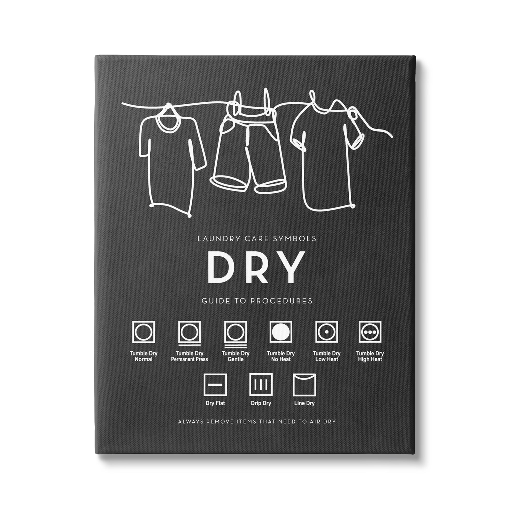 Stupell Industries Drying Procedure Guide Helpful Laundry Symbol Chart Graphic Art Gallery Wrapped Canvas Print Wall Art, Design by Lettered and Lined