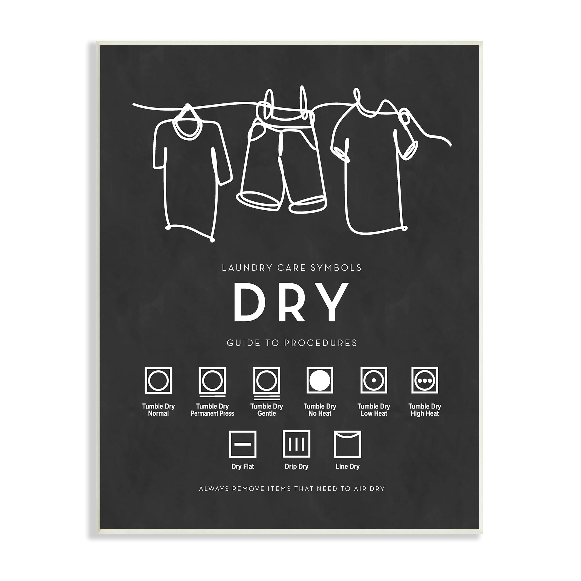 Stupell Industries Drying Procedure Guide Helpful Laundry Symbol Chart Graphic Art Unframed Art Print Wall Art, Design by Lettered and Lined