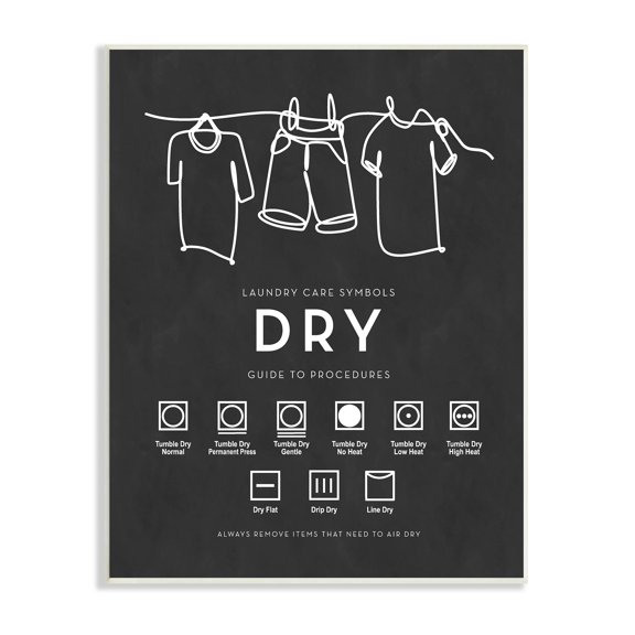 Stupell Industries Drying Procedure Guide Helpful Laundry Symbol Chart Graphic Art Unframed Art Print Wall Art, Design by Lettered and Lined