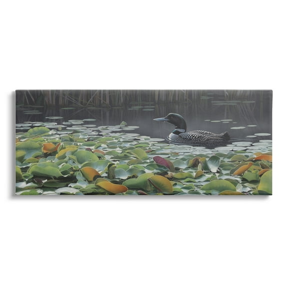 Stupell Industries Duck Among Pond Lilies Animals & Insects Painting Gallery Wrapped Canvas Print Wall Art, 40 x 17