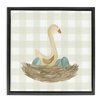 Stupell Industries Duck & Eggs Nest Animals Painting Black Floater Framed Canvas Art Print Wall Art, 18 x 18
