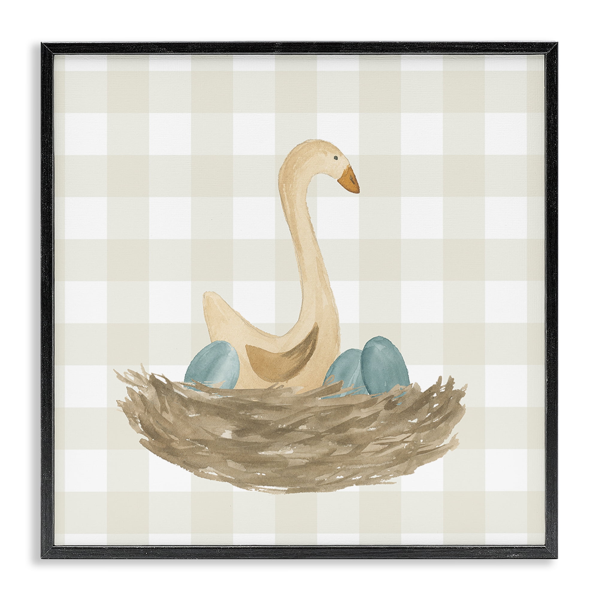 Stupell Industries Duck & Eggs Nest Animals Painting Black Framed Art Print Wall Art, 24 x 24