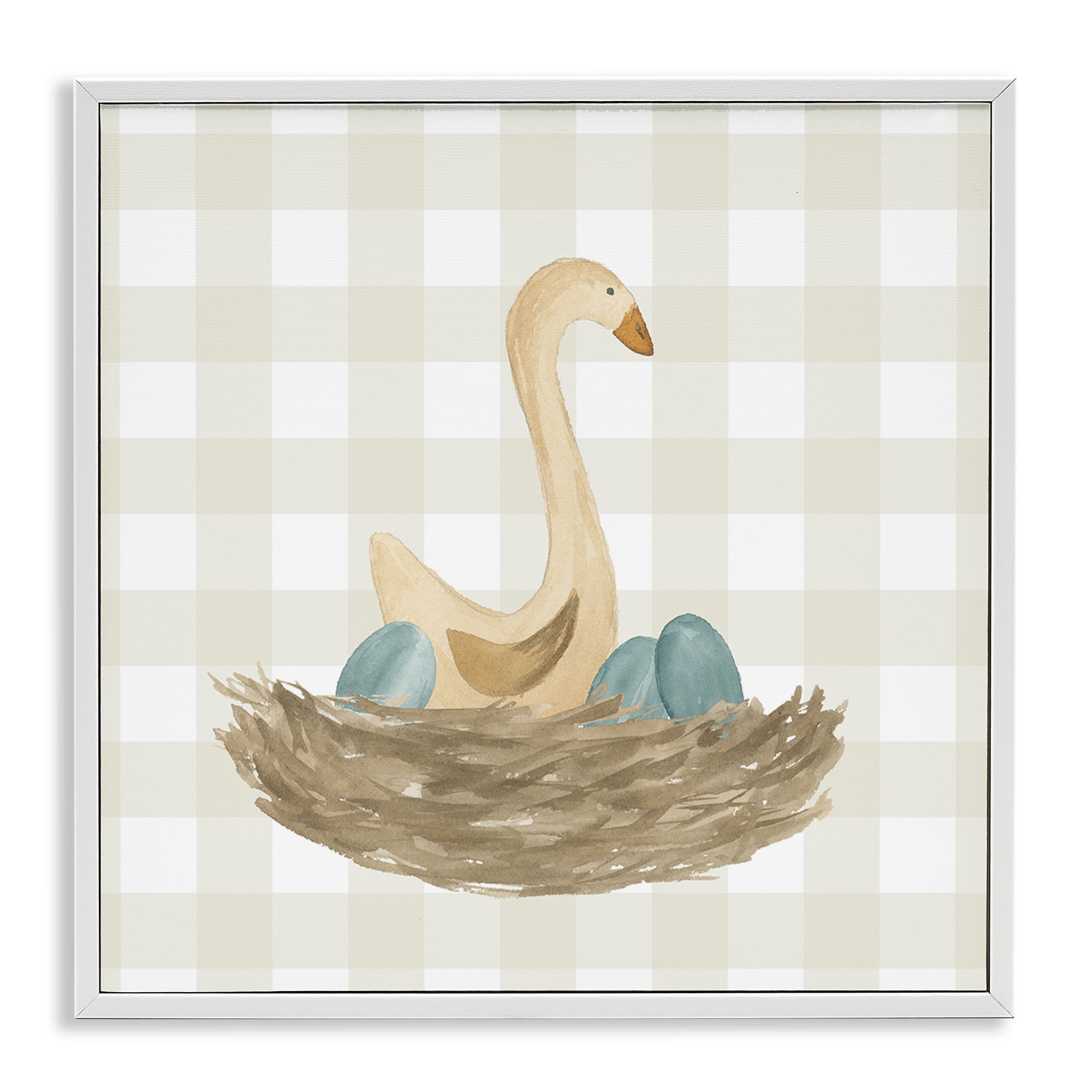 Stupell Industries Duck & Eggs Nest Animals Painting White Framed Art Print Wall Art, 12 x 12