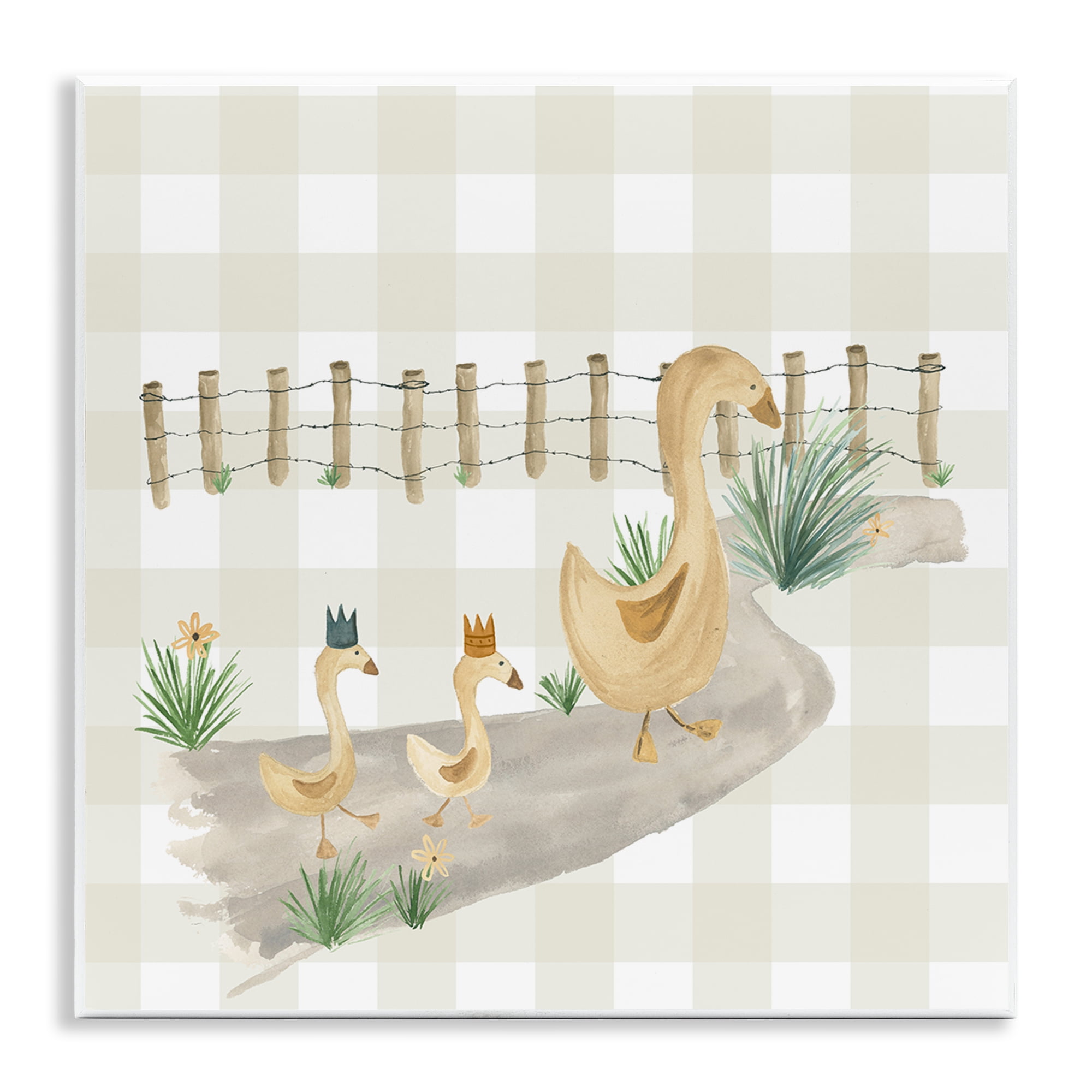 Stupell Industries Duck Family Strolling Animals Painting Unframed Art Print Wall Art, 12 x 12
