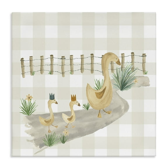 Stupell Industries Duck Family Strolling Animals Painting Wrapped Canvas Art Print Wall Art, 17 x 17