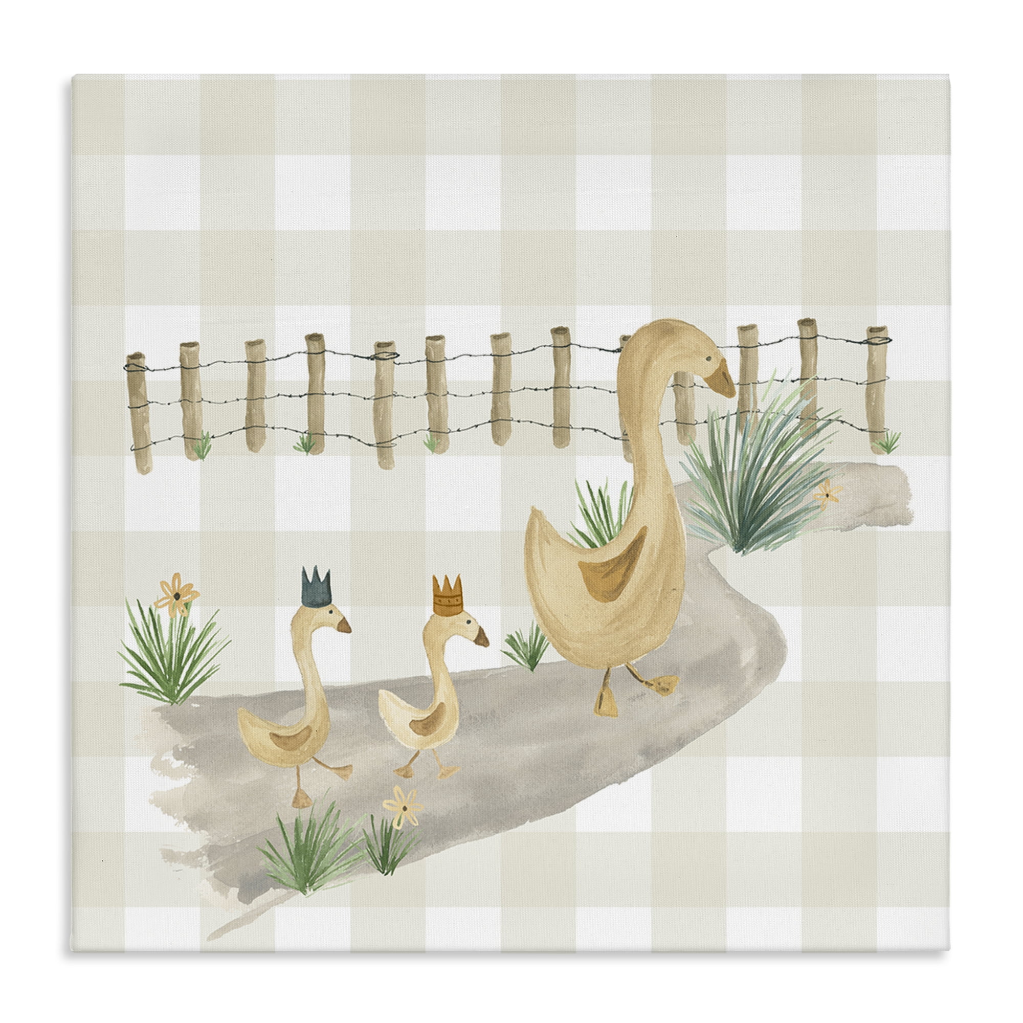 Stupell Industries Duck Family Strolling Animals Painting Wrapped Canvas Art Print Wall Art, 24 x 24