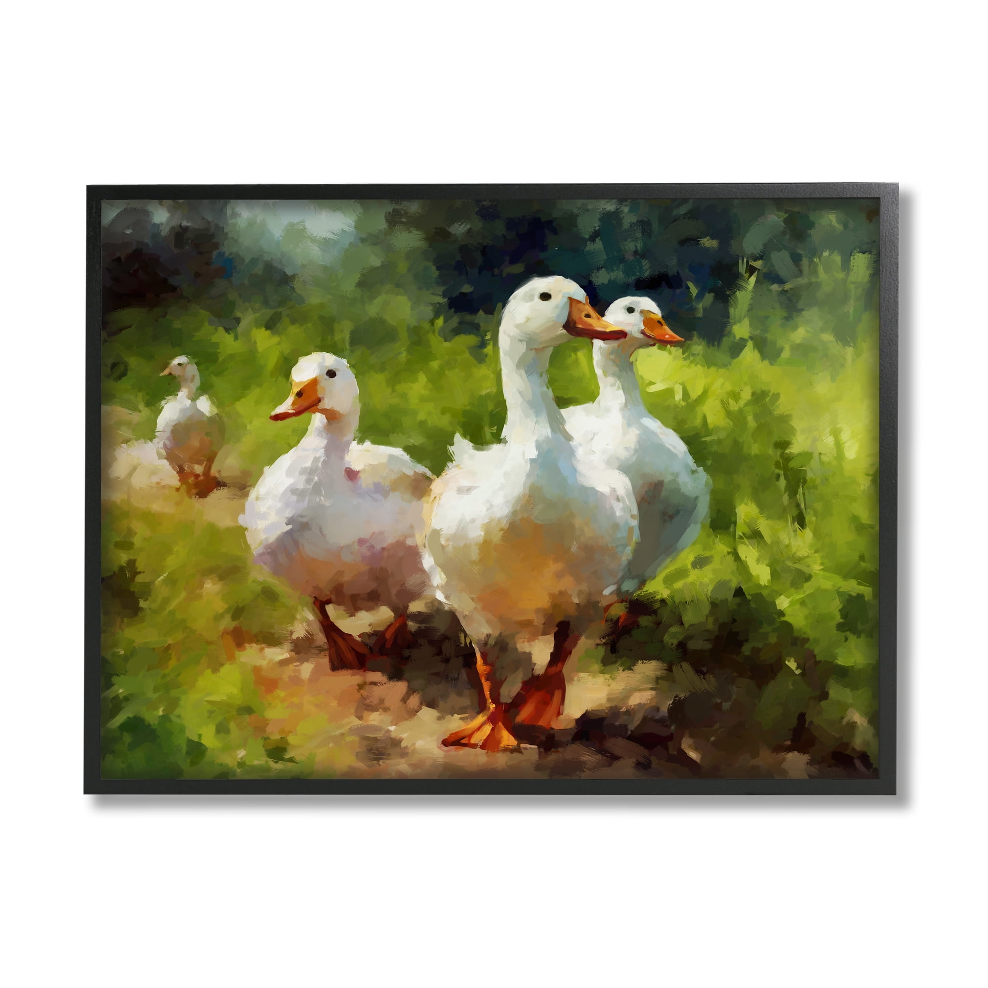 Stupell Industries Duck Family in Nature Animals & Insects Painting Black Framed Art Print Wall Art, 14 x 11