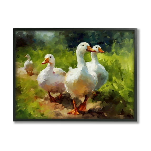 Stupell Industries Duck Family in Nature Animals & Insects Painting Black Framed Art Print Wall Art, 30 x 24