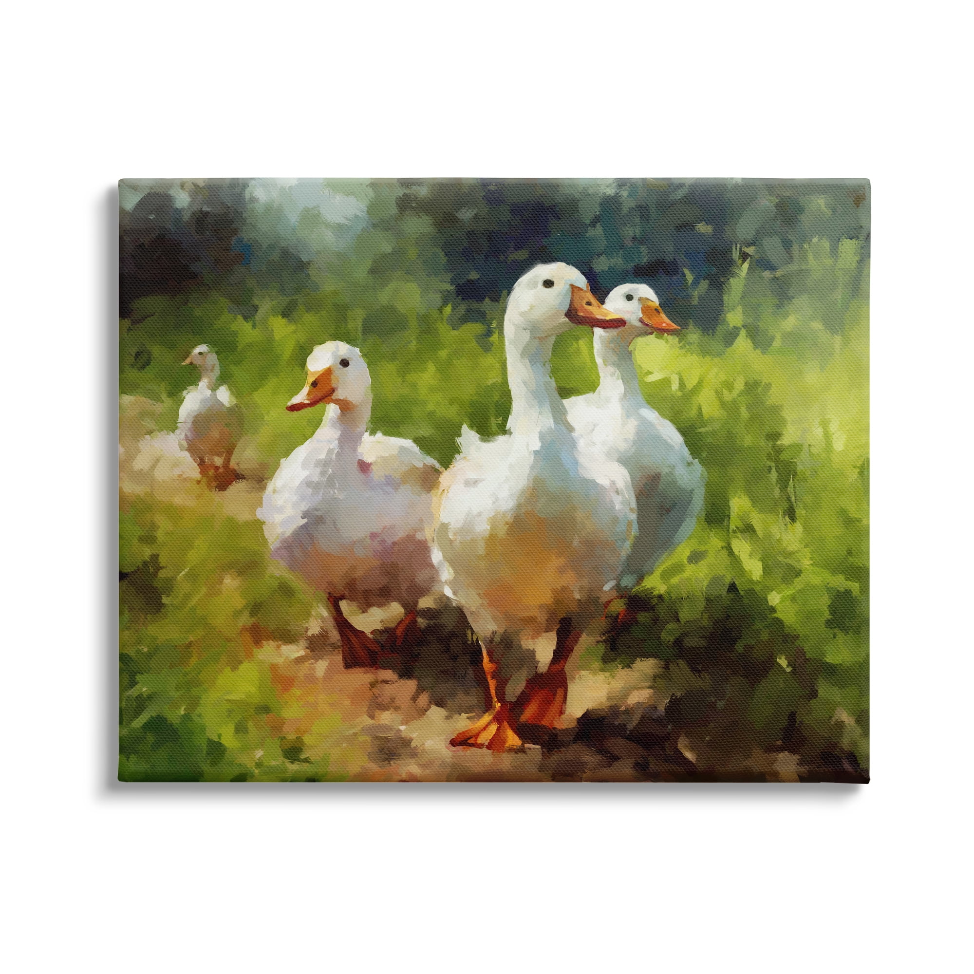 White Duck Family in Nature Canvas Wall Art, 20 x 16